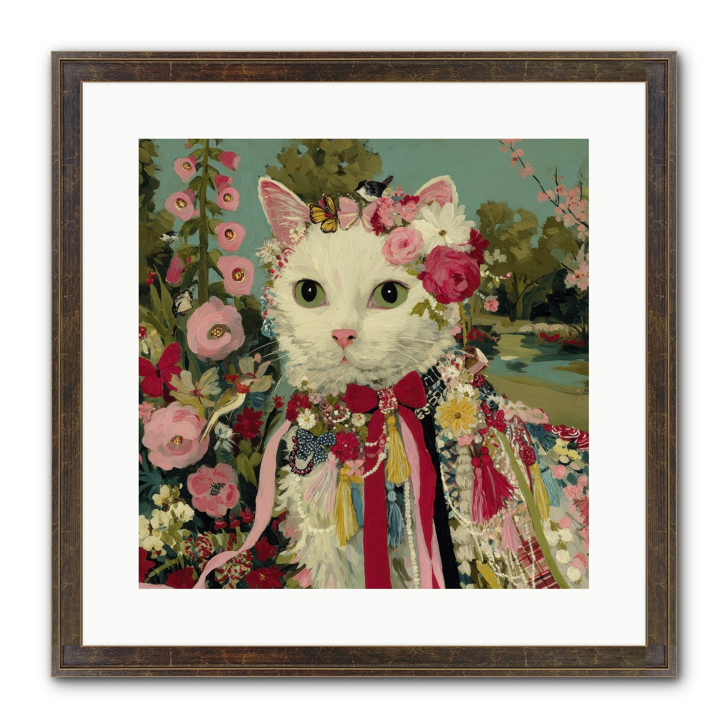 The Cottage Circle Framed Print - Slimwoods Black/Gold 16x16