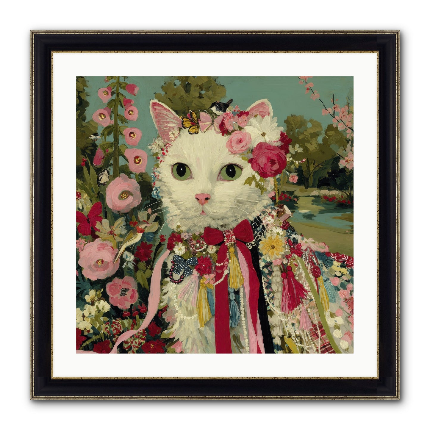 The Cottage Circle Framed Print - Black & Gold 24x24