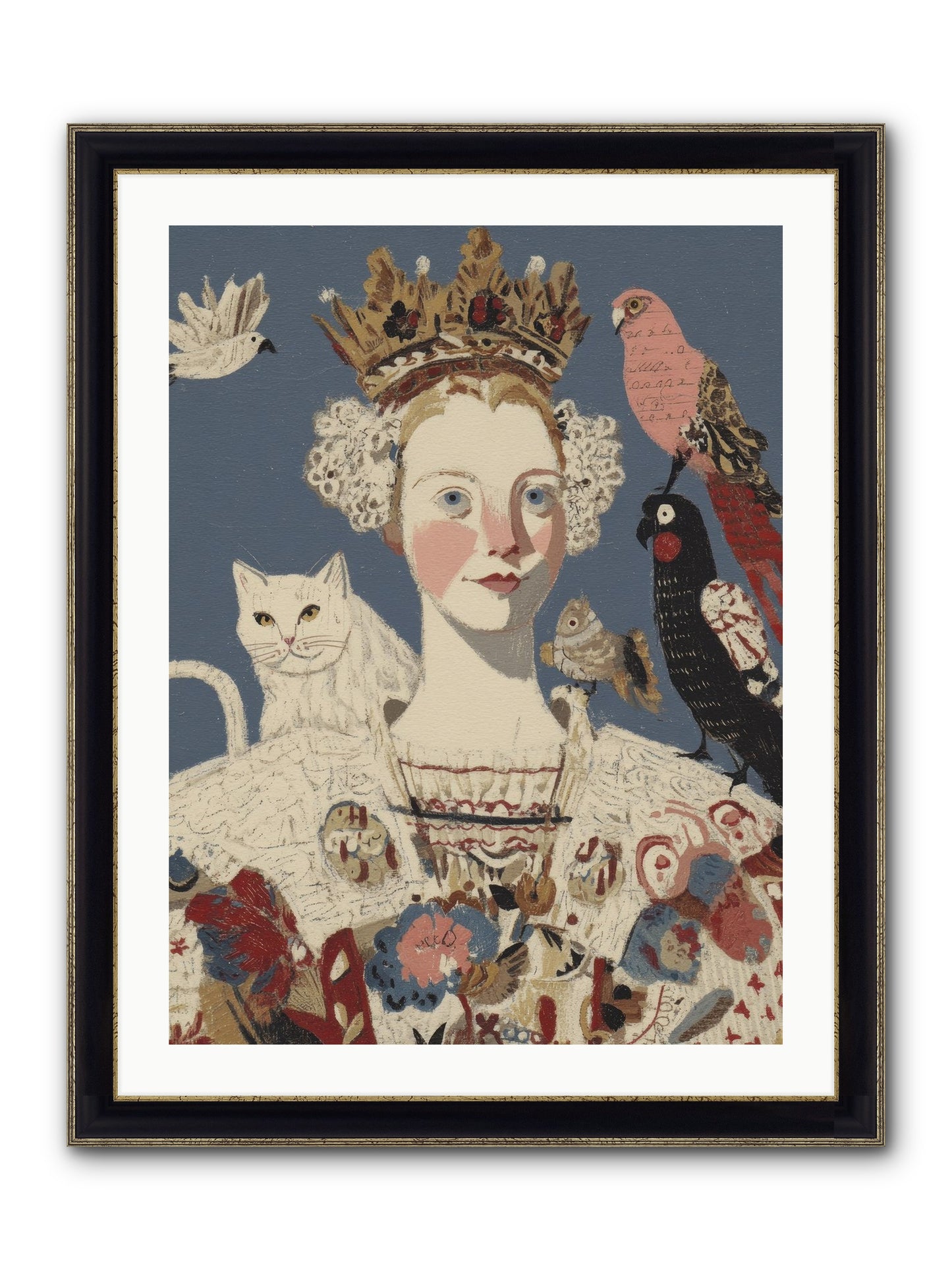 The Curious Hostess Framed Print - Black & Gold 24x32