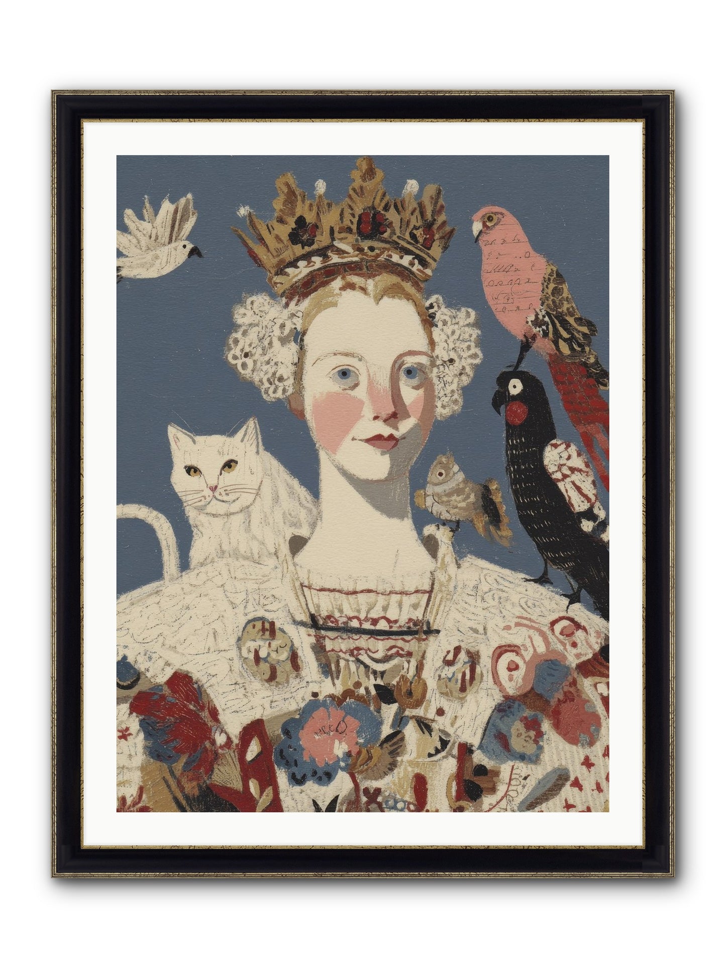 The Curious Hostess Framed Print - Black & Gold 30x40