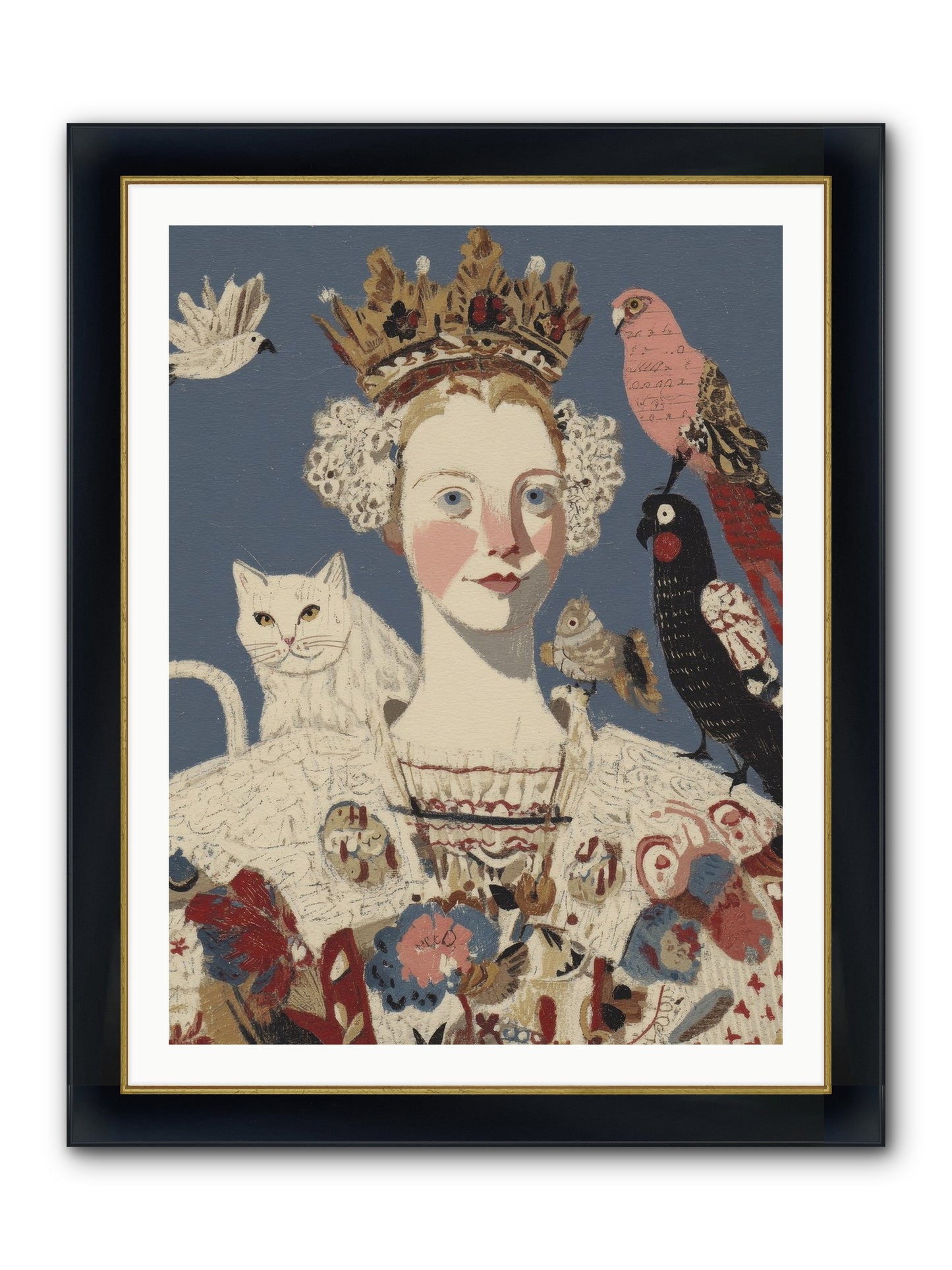 The Curious Hostess Framed Print - Wide Black w/Gold 30x40
