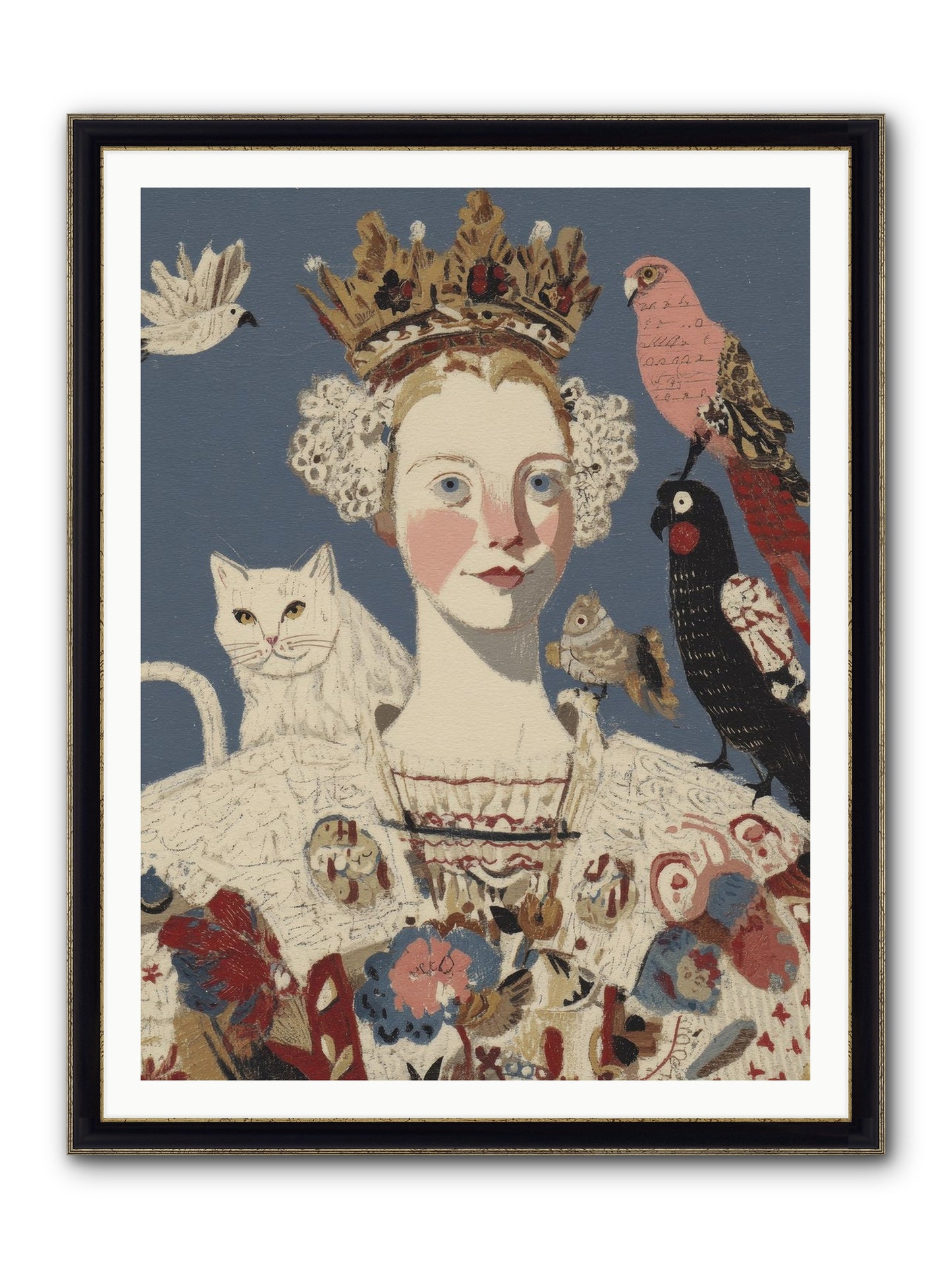 The Curious Hostess Framed Print - Black & Gold 36x48