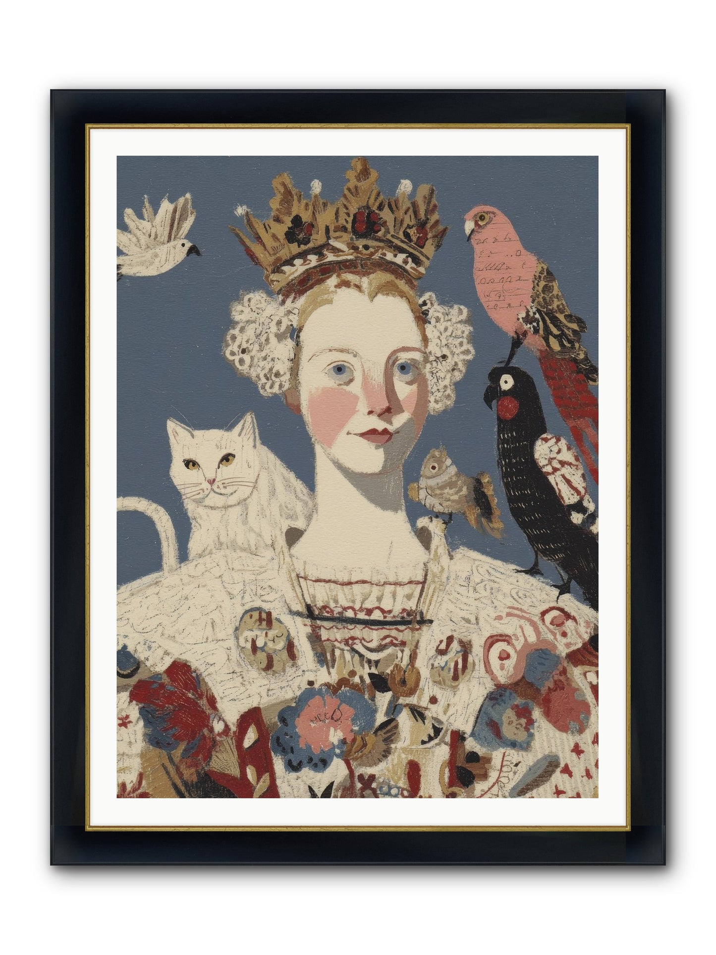 The Curious Hostess Framed Print - Wide Black w/Gold 36x48