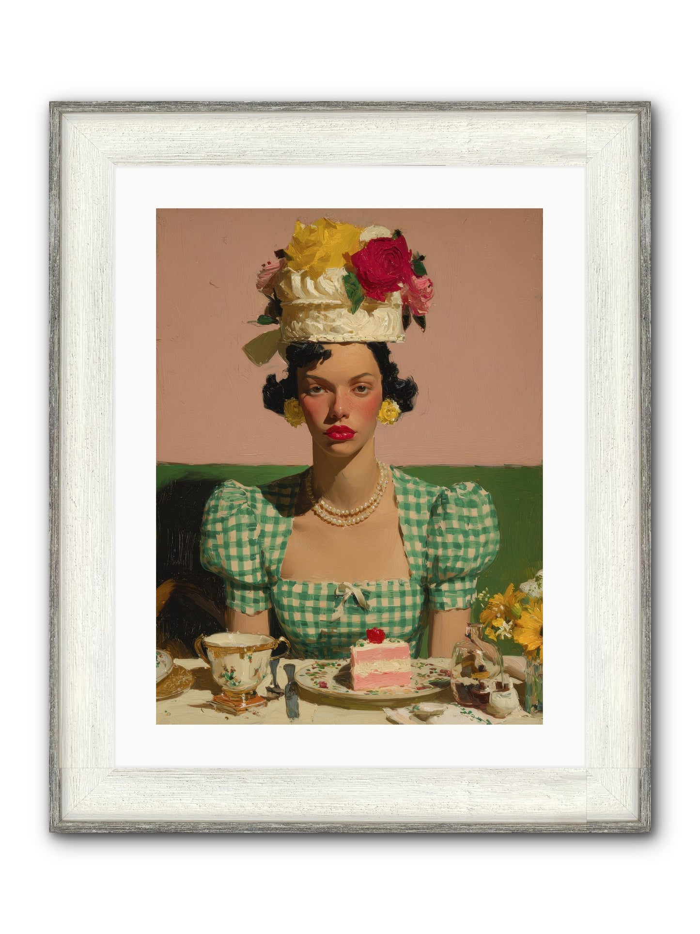 The Daffodil Supper Club Framed Print - Driftwood White 18x24