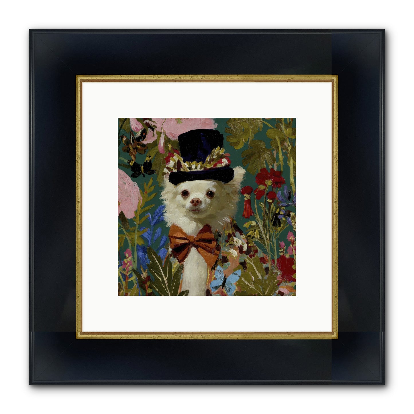 The Dappled Blazer Framed Print - Wide Black w/Gold 10x10
