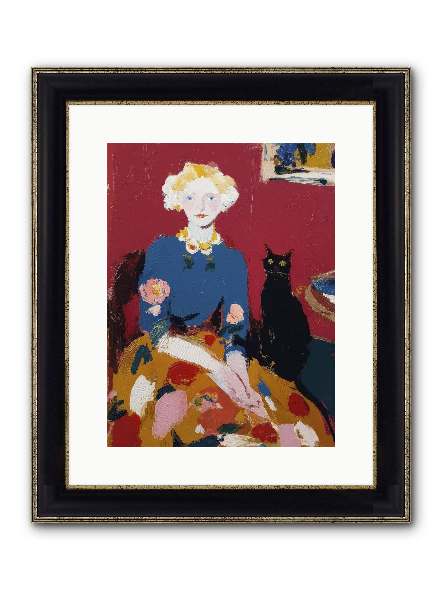 The Devoted Pair Framed Print - Black & Gold 12x16