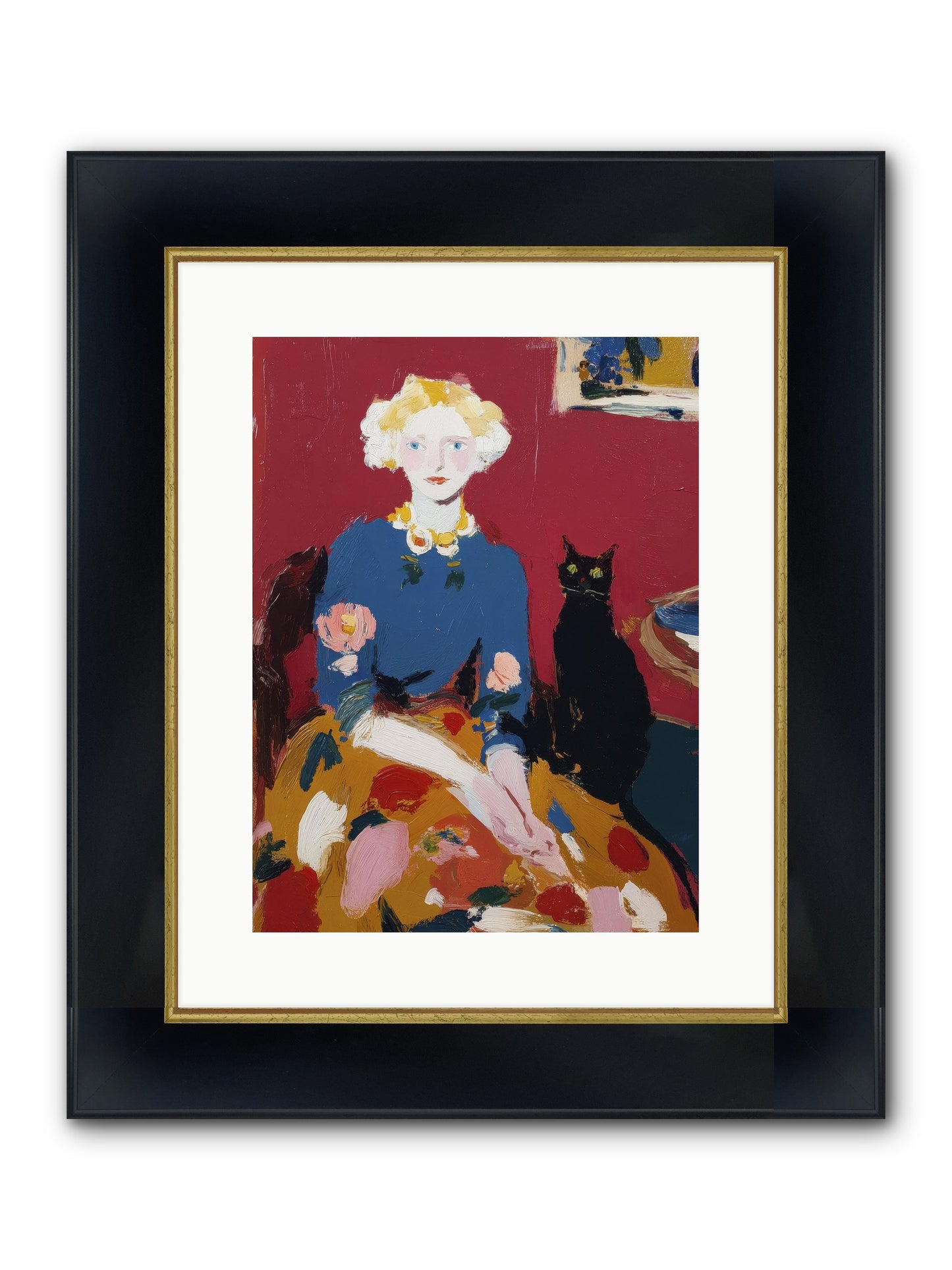 The Devoted Pair Framed Print - Wide Black w/Gold 12x16