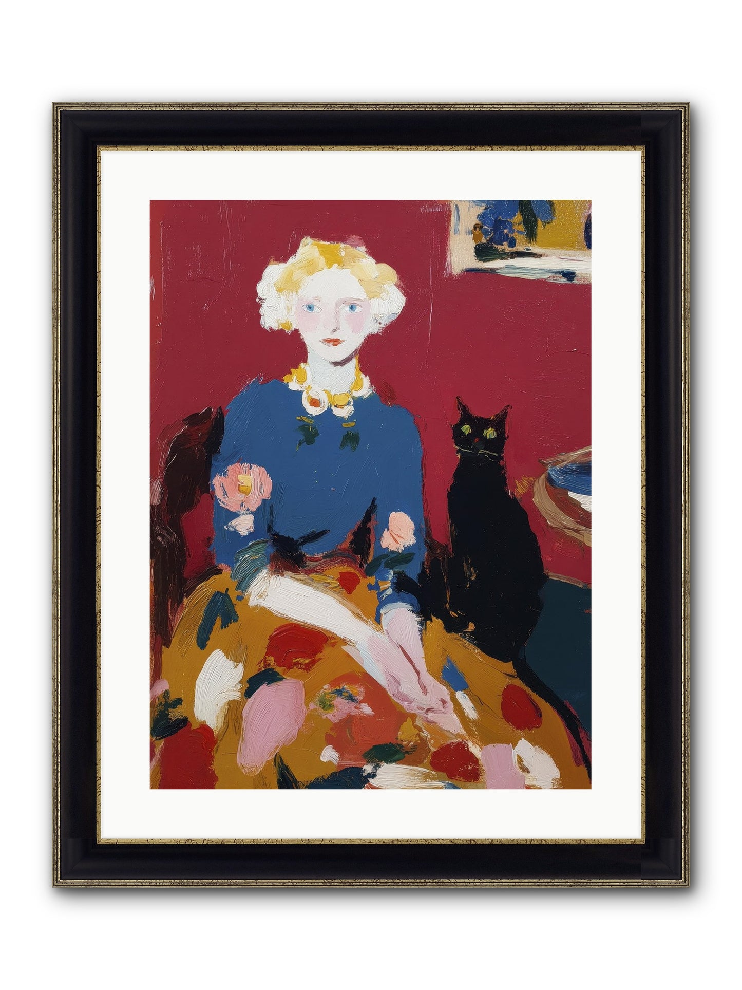 The Devoted Pair Framed Print - Black & Gold 18x24