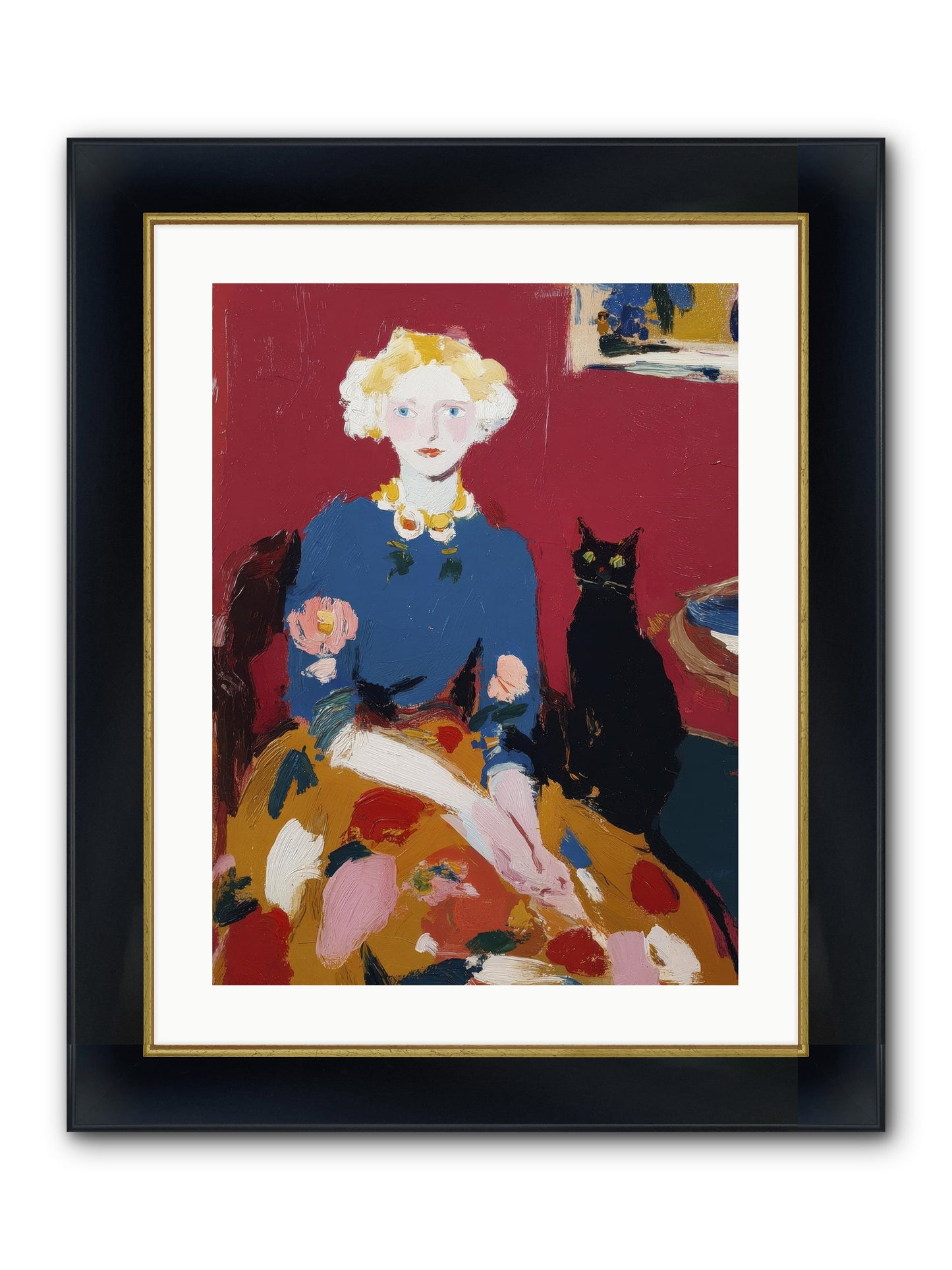 The Devoted Pair Framed Print - Wide Black w/Gold 18x24