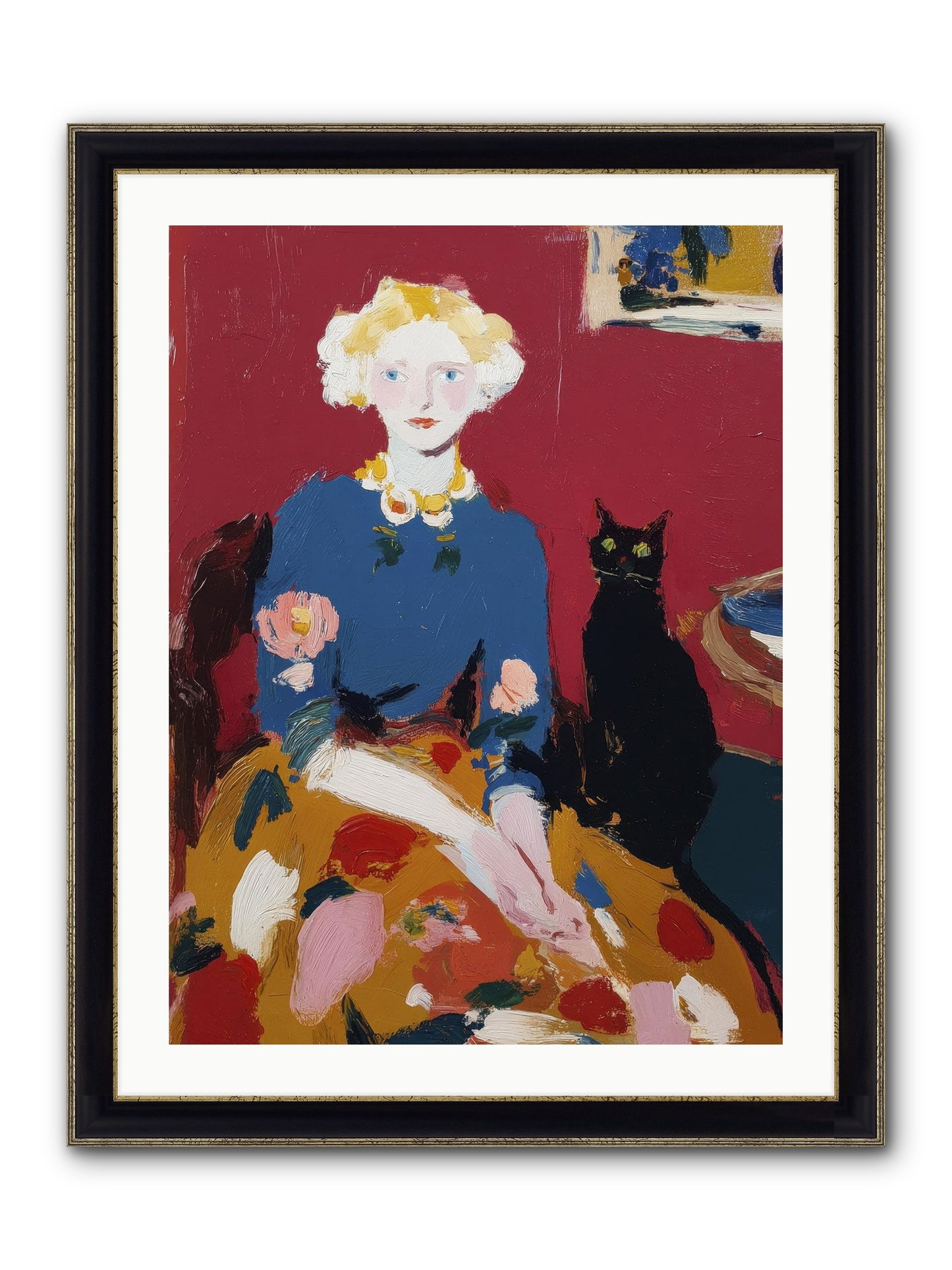 The Devoted Pair Framed Print - Black & Gold 24x32
