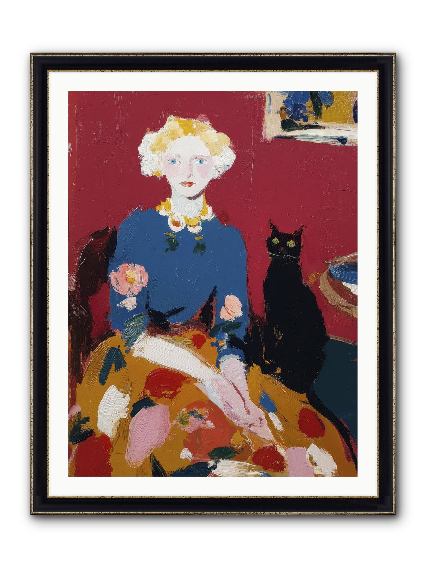 The Devoted Pair Framed Print - Black & Gold 30x40