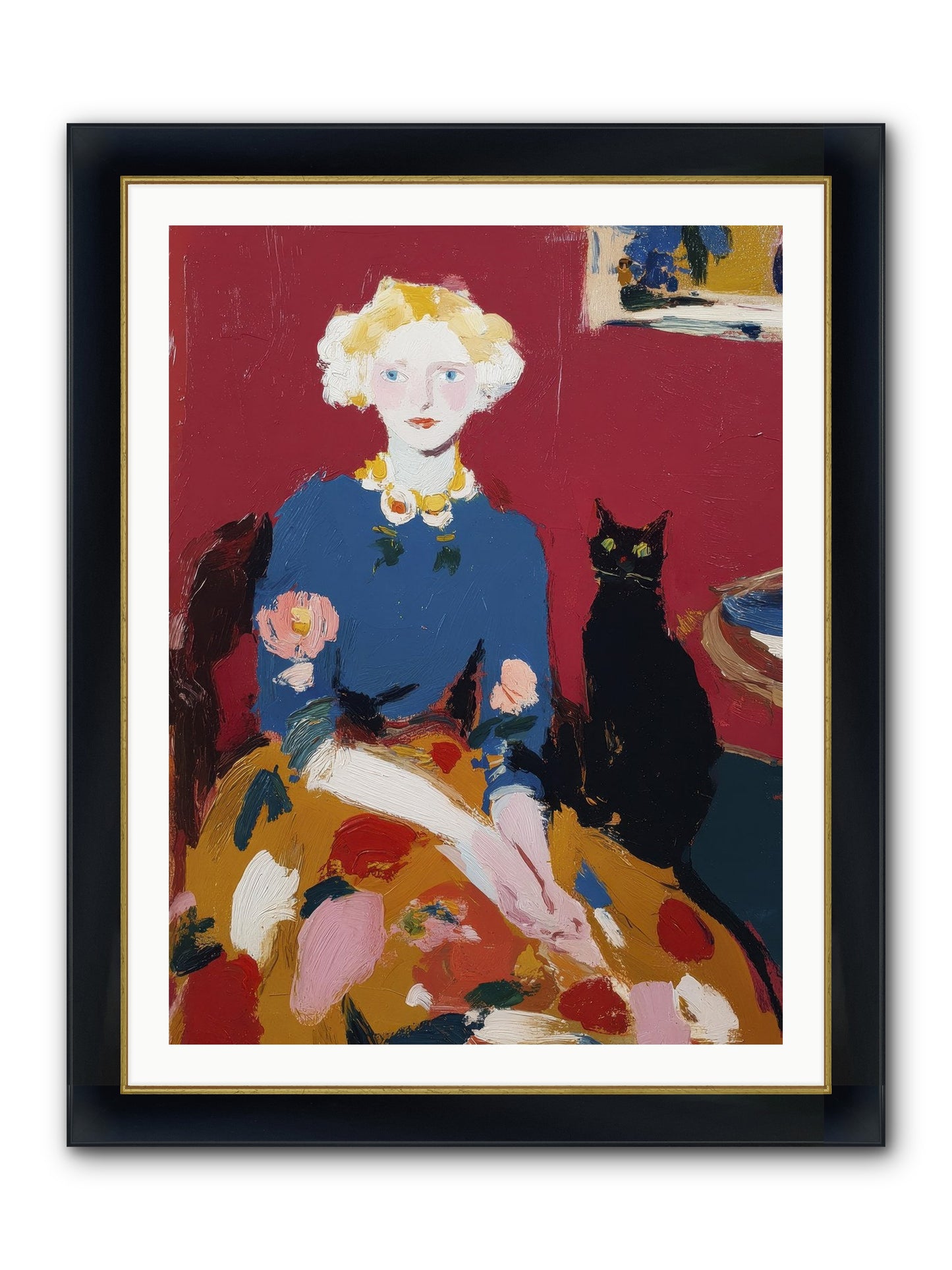The Devoted Pair Framed Print - Wide Black w/Gold 30x40