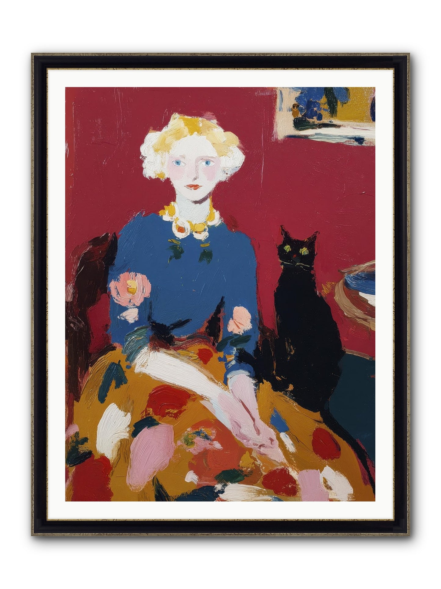 The Devoted Pair Framed Print - Black & Gold 36x48