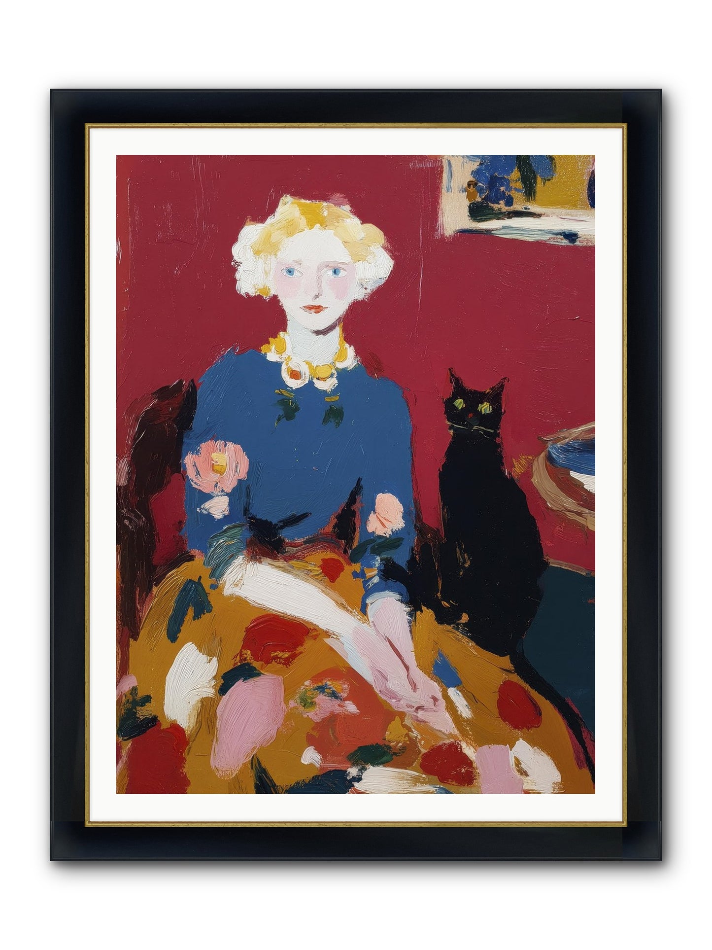 The Devoted Pair Framed Print - Wide Black w/Gold 36x48