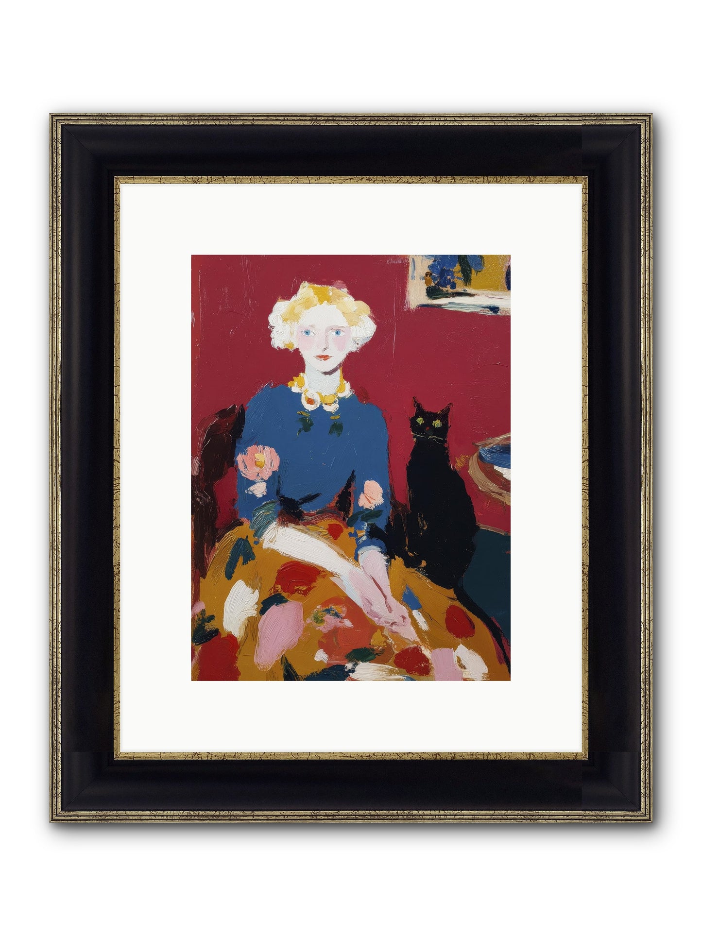 The Devoted Pair Framed Print - Black & Gold 9x12