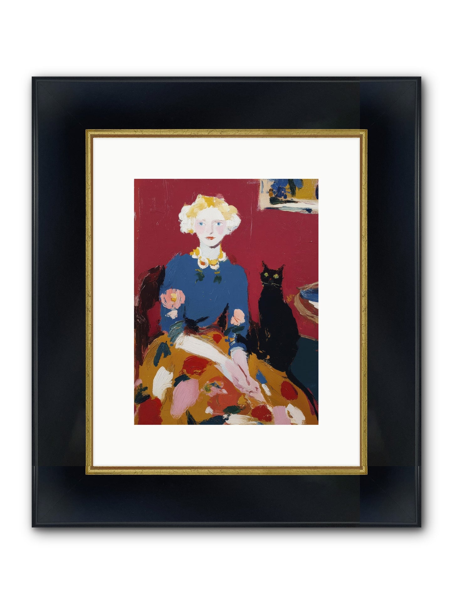 The Devoted Pair Framed Print - Wide Black w/Gold 9x12