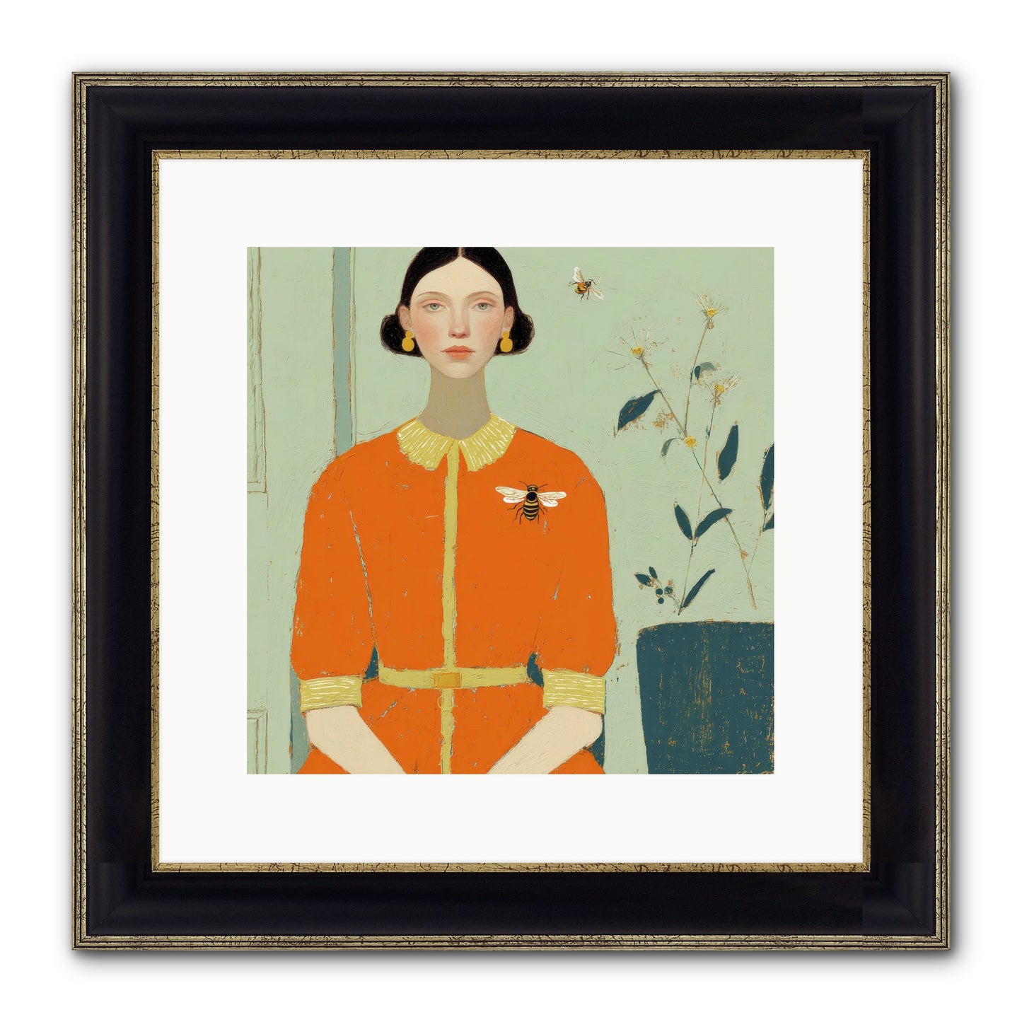 The Doe Delivered Letters Framed Print - Black & Gold 12x12