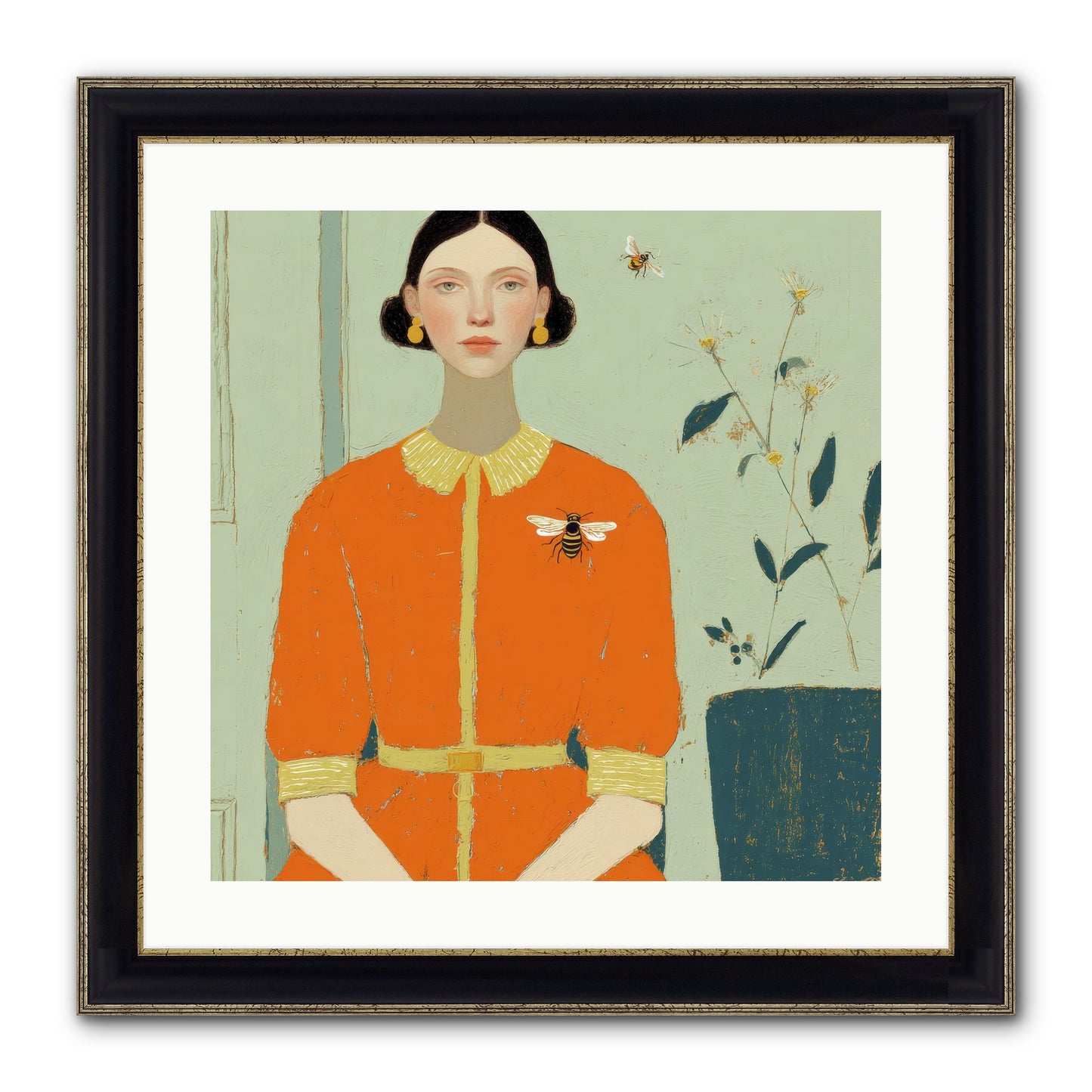 The Doe Delivered Letters Framed Print - Black & Gold 20x20