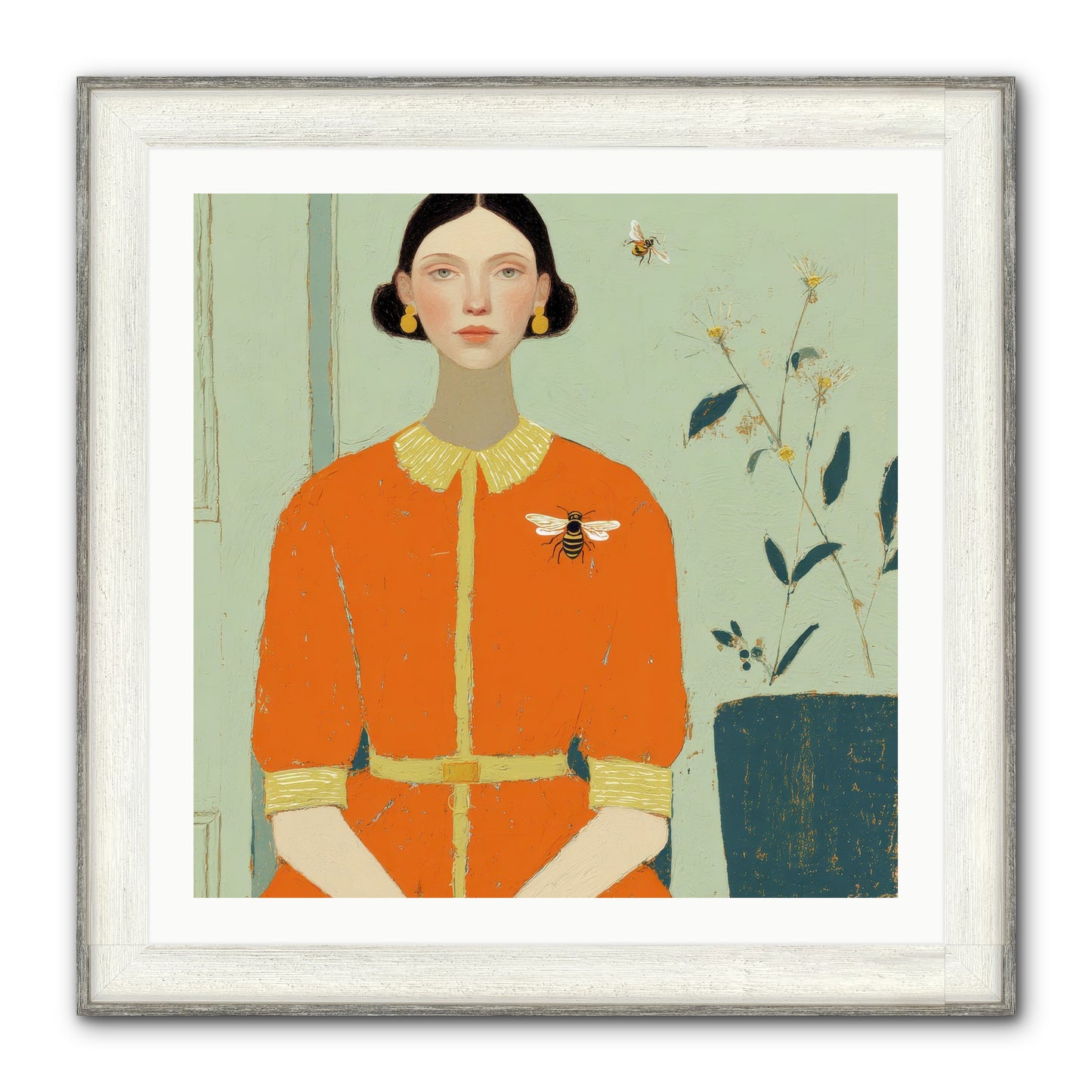 The Doe Delivered Letters Framed Print - Driftwood White 30x30