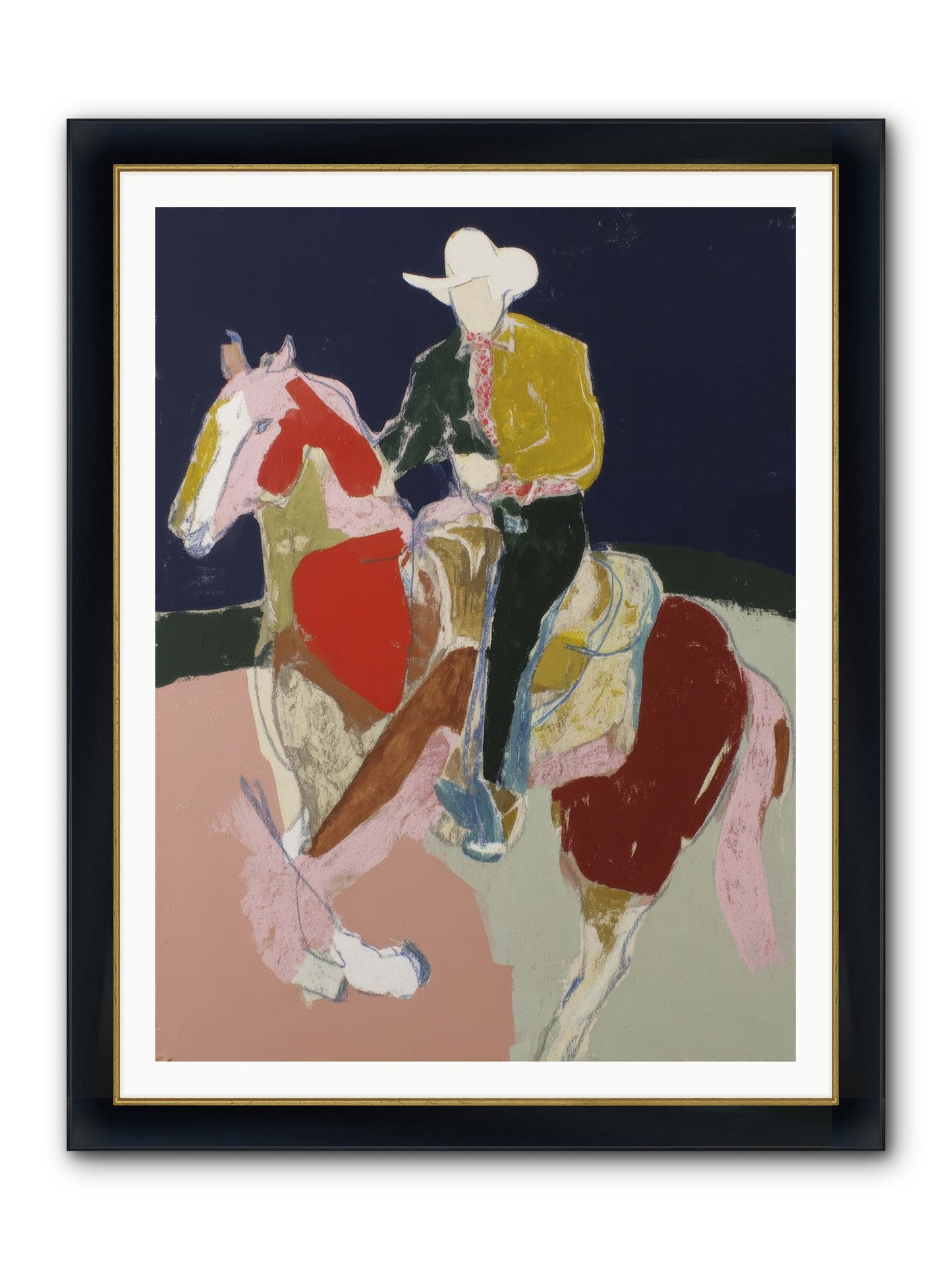 The Echo After Galloping Framed Print - Wide Black w/Gold 36x48