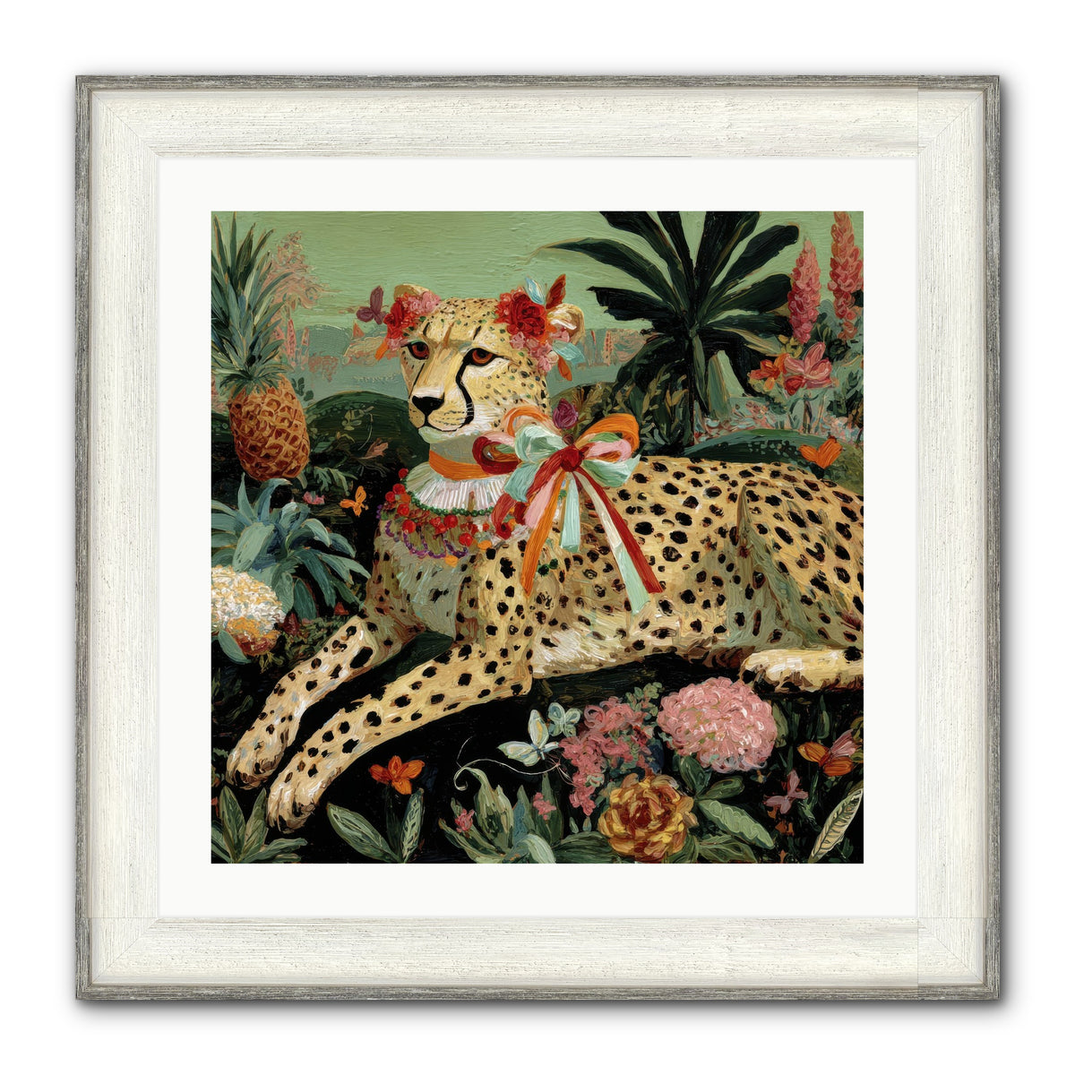 The Echoes Of Moonfire Framed Print - Driftwood White 24x24