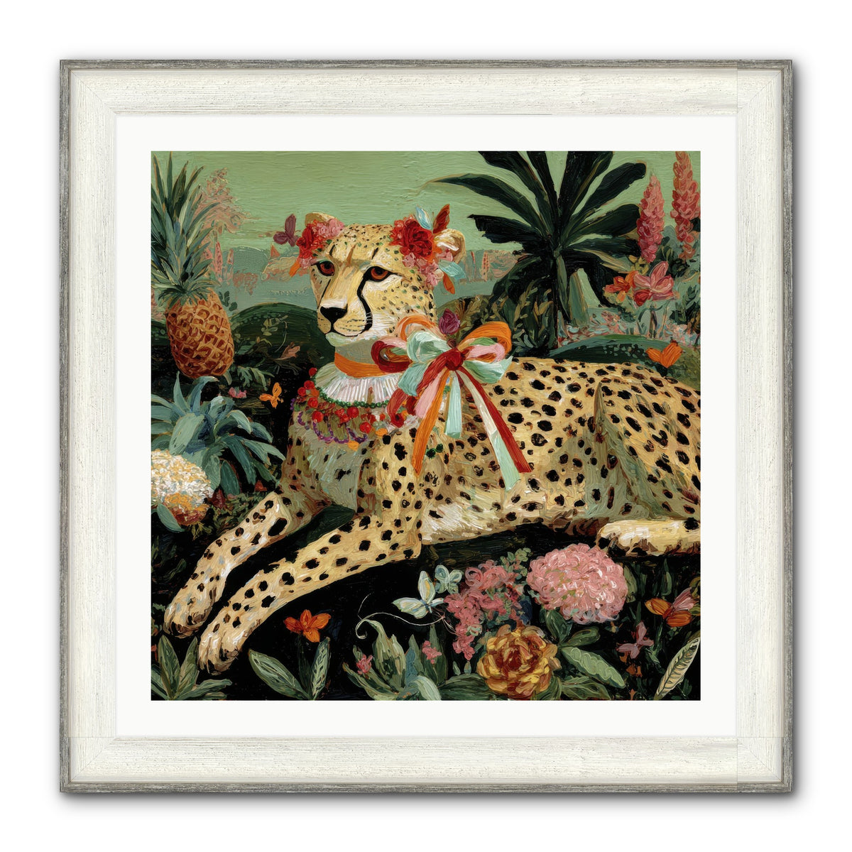 The Echoes Of Moonfire Framed Print - Driftwood White 30x30