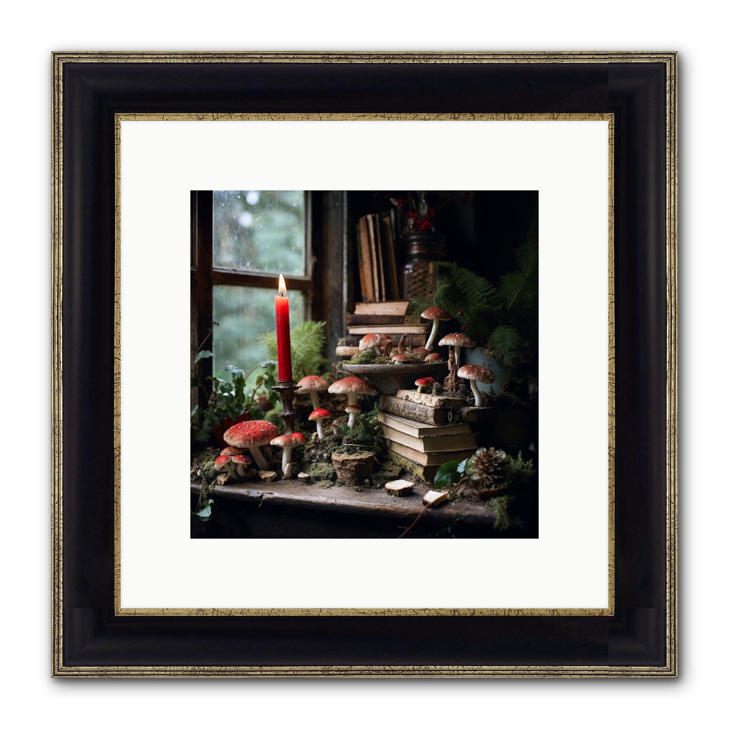 The Elves Framed Print - Black & Gold 10x10