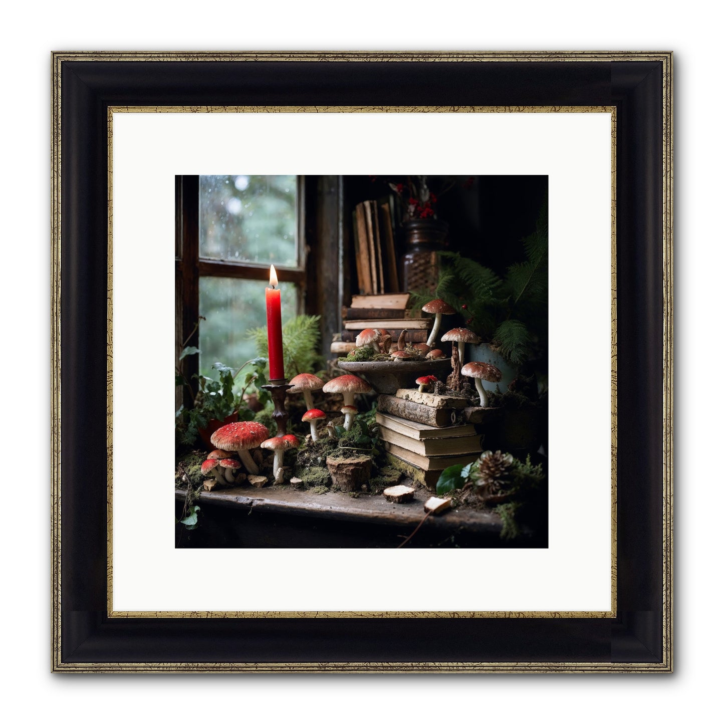 The Elves Framed Print - Black & Gold 12x12