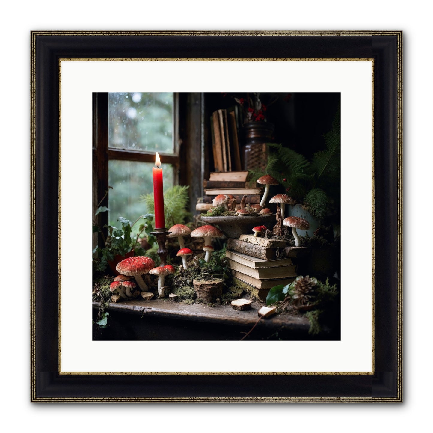 The Elves Framed Print - Black & Gold 16x16