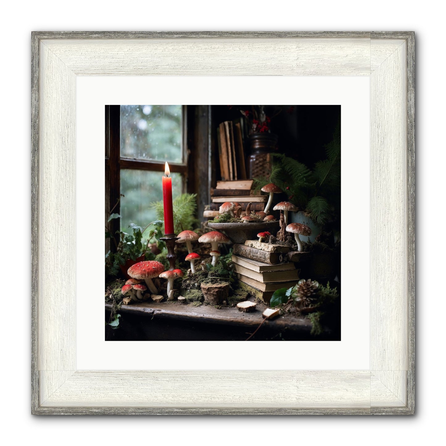 The Elves Framed Print - Driftwood White 16x16