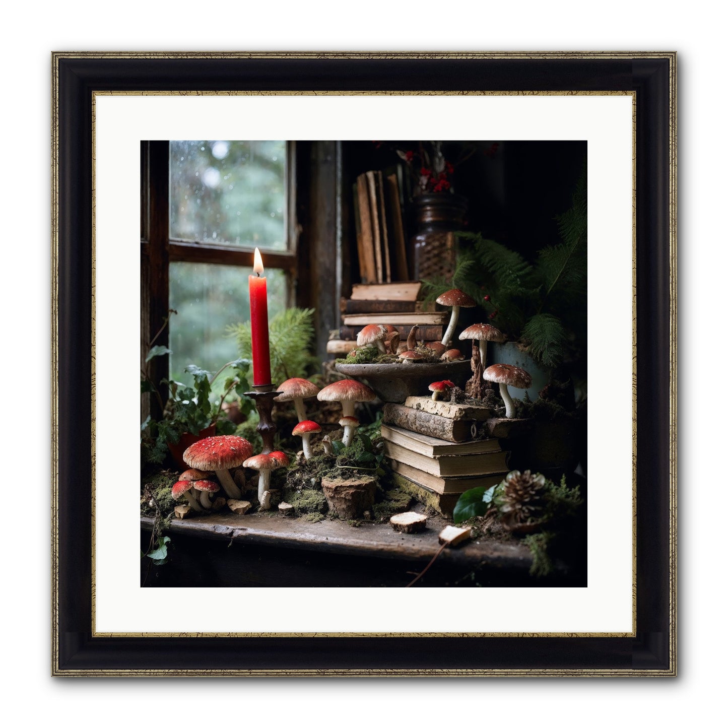 The Elves Framed Print - Black & Gold 20x20