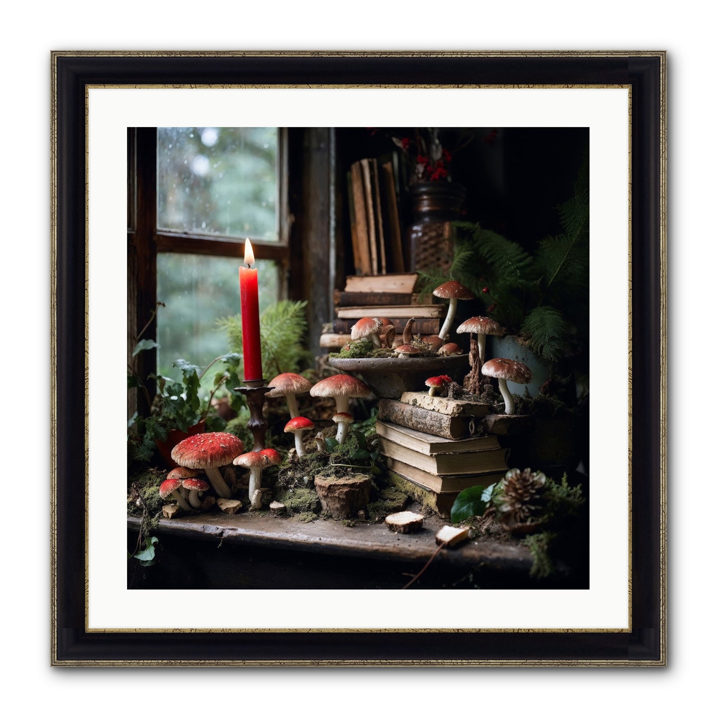 The Elves Framed Print - Black & Gold 24x24
