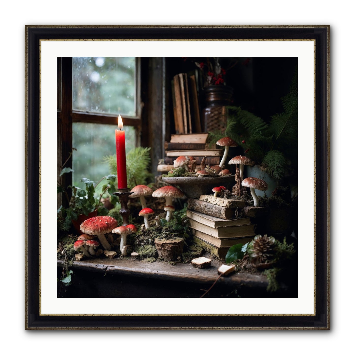 The Elves Framed Print - Black & Gold 30x30