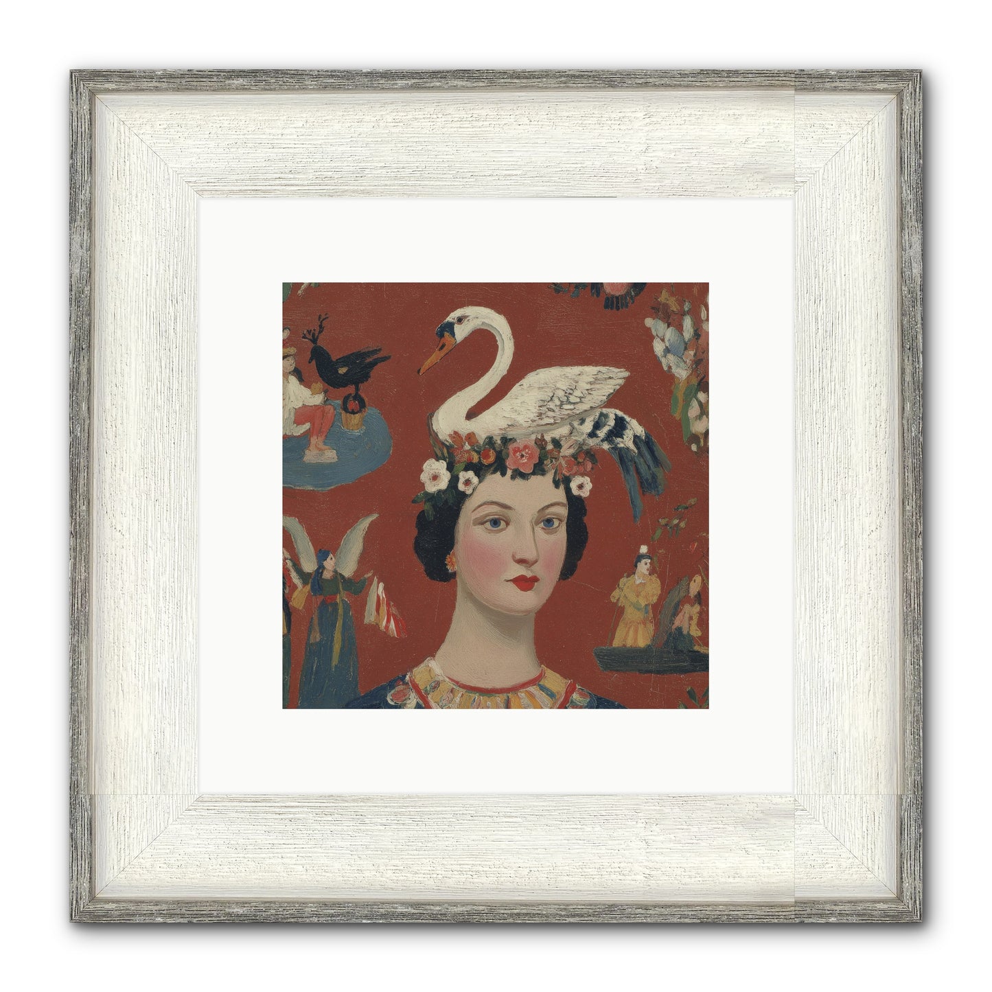The Empress’s Reading Club Framed Print - Driftwood White 10x10