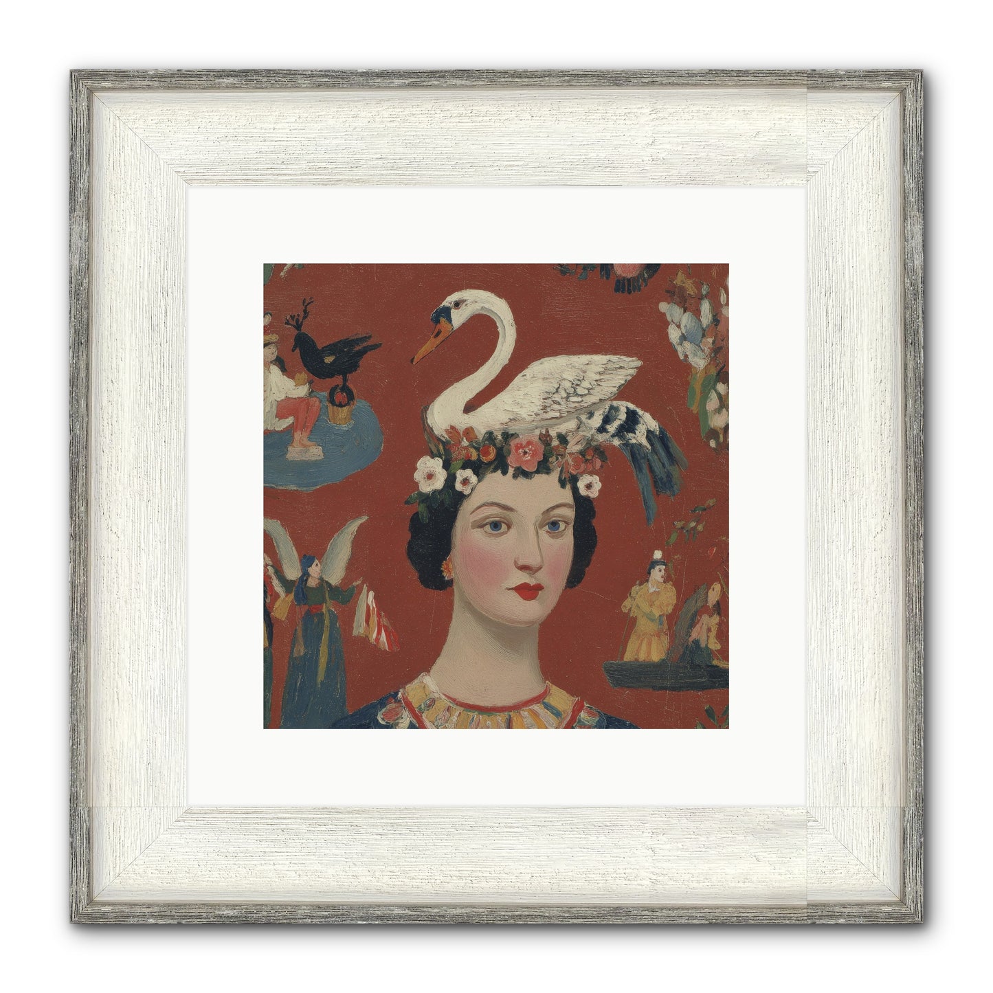 The Empress’s Reading Club Framed Print - Driftwood White 12x12