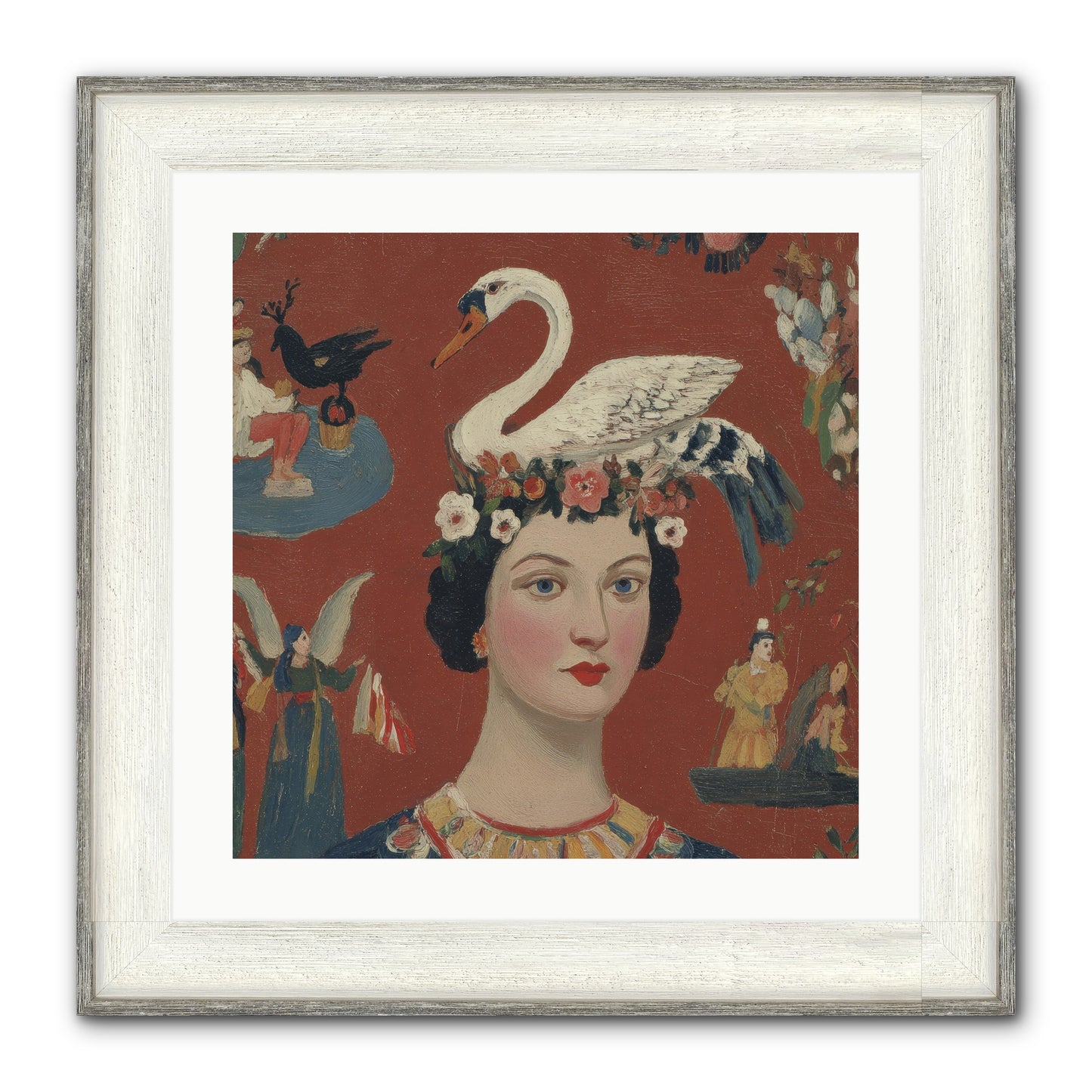 The Empress’s Reading Club Framed Print - Driftwood White 20x20
