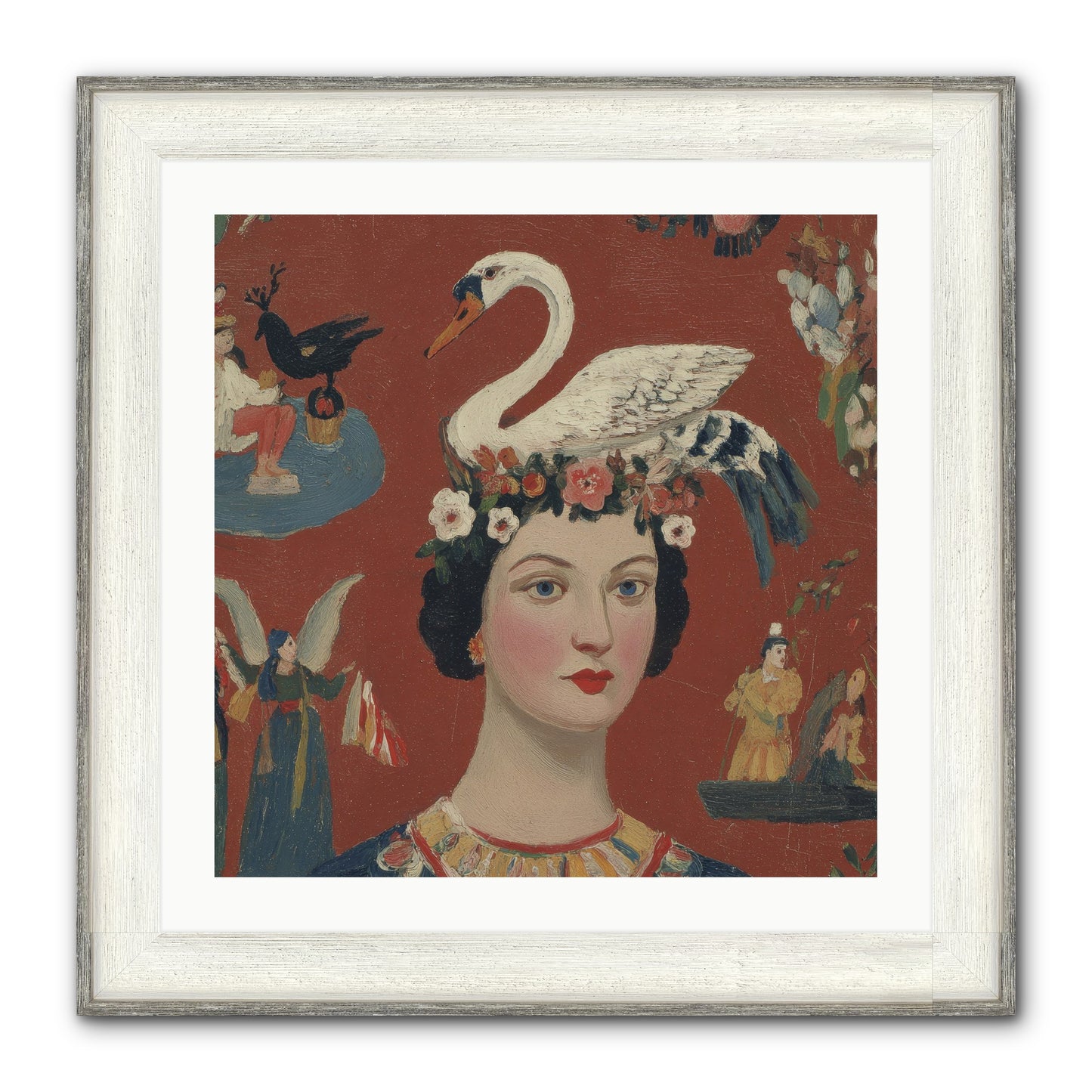 The Empress’s Reading Club Framed Print - Driftwood White 24x24