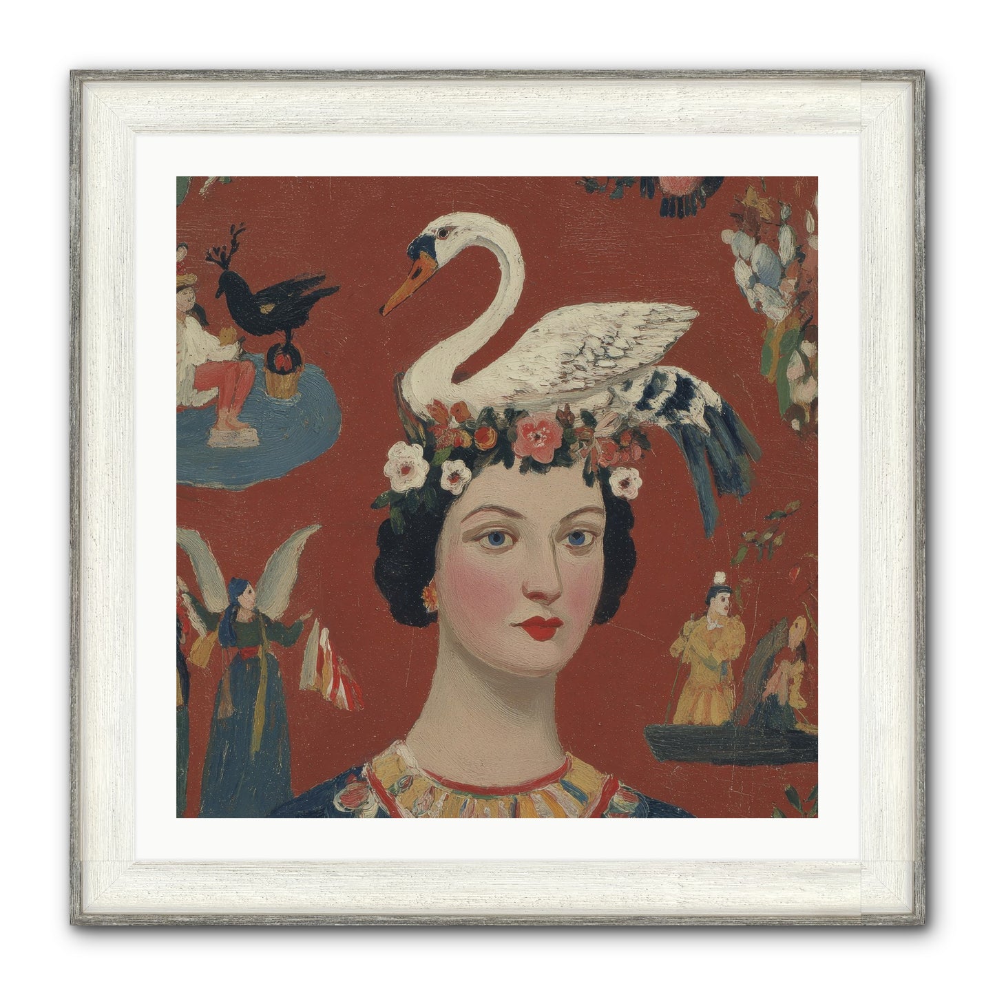 The Empress’s Reading Club Framed Print - Driftwood White 30x30