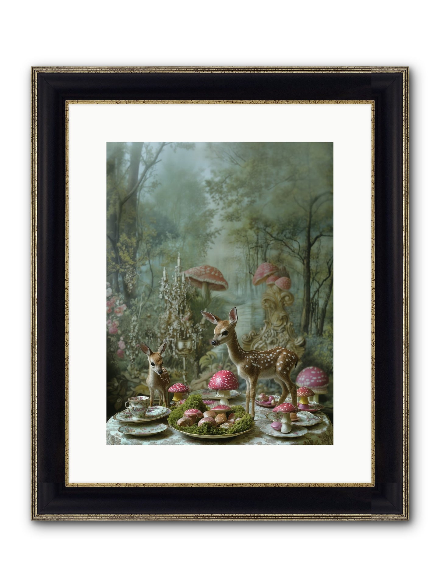 The Fairy Court Framed Print - Black & Gold 12x16