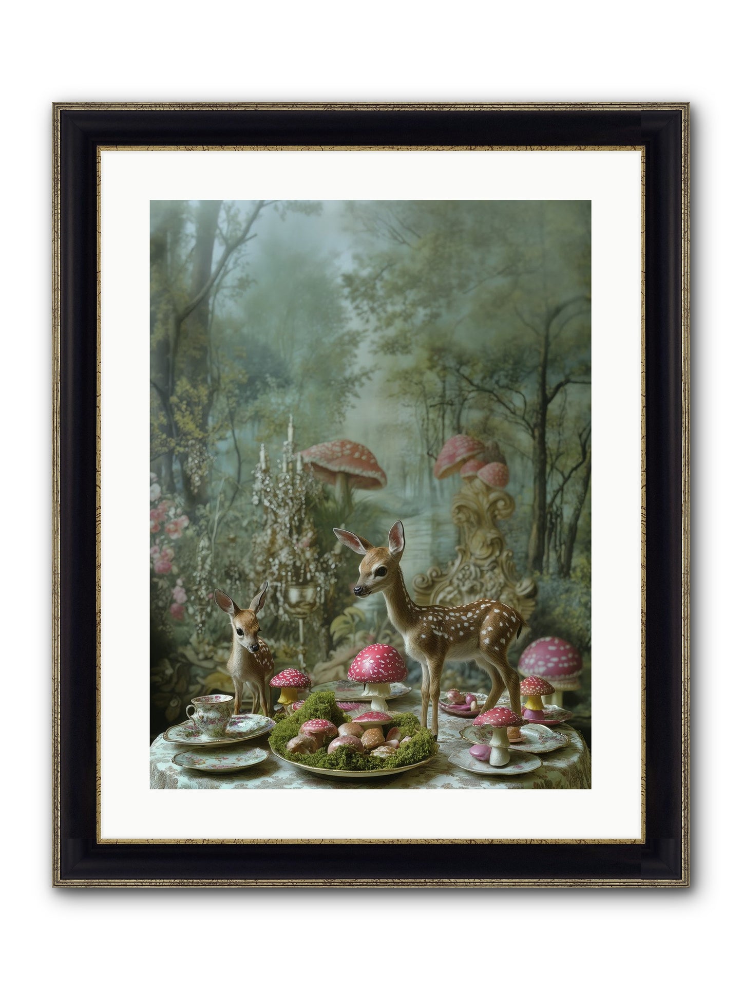 The Fairy Court Framed Print - Black & Gold 18x24