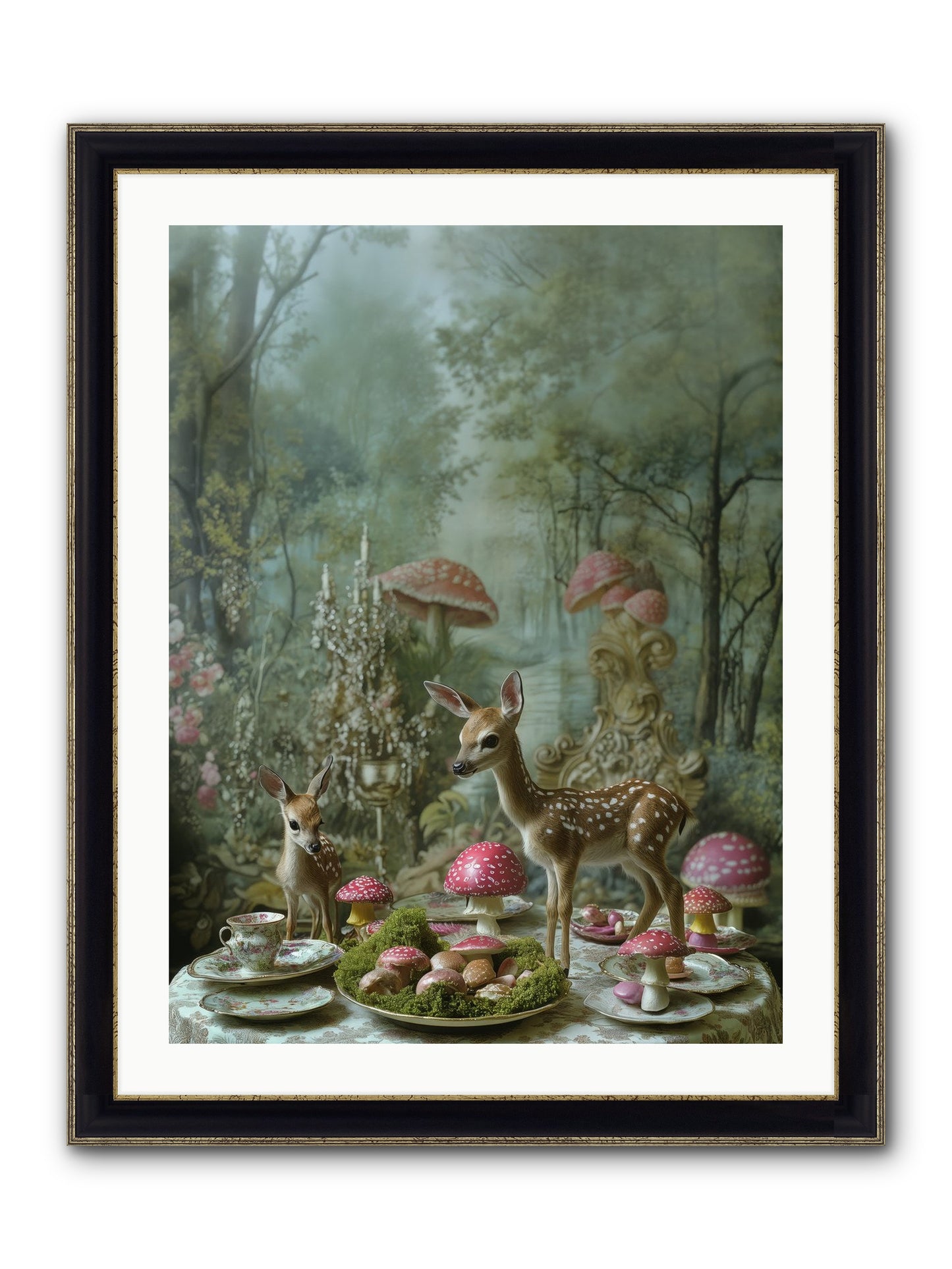 The Fairy Court Framed Print - Black & Gold 24x32