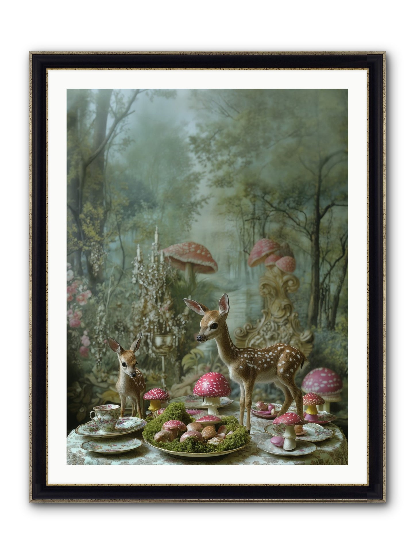 The Fairy Court Framed Print - Black & Gold 30x40