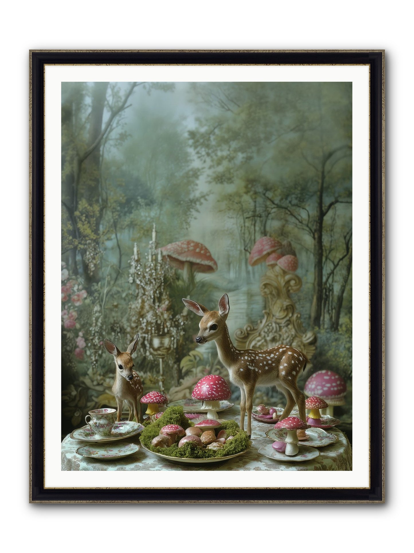 The Fairy Court Framed Print - Black & Gold 36x48