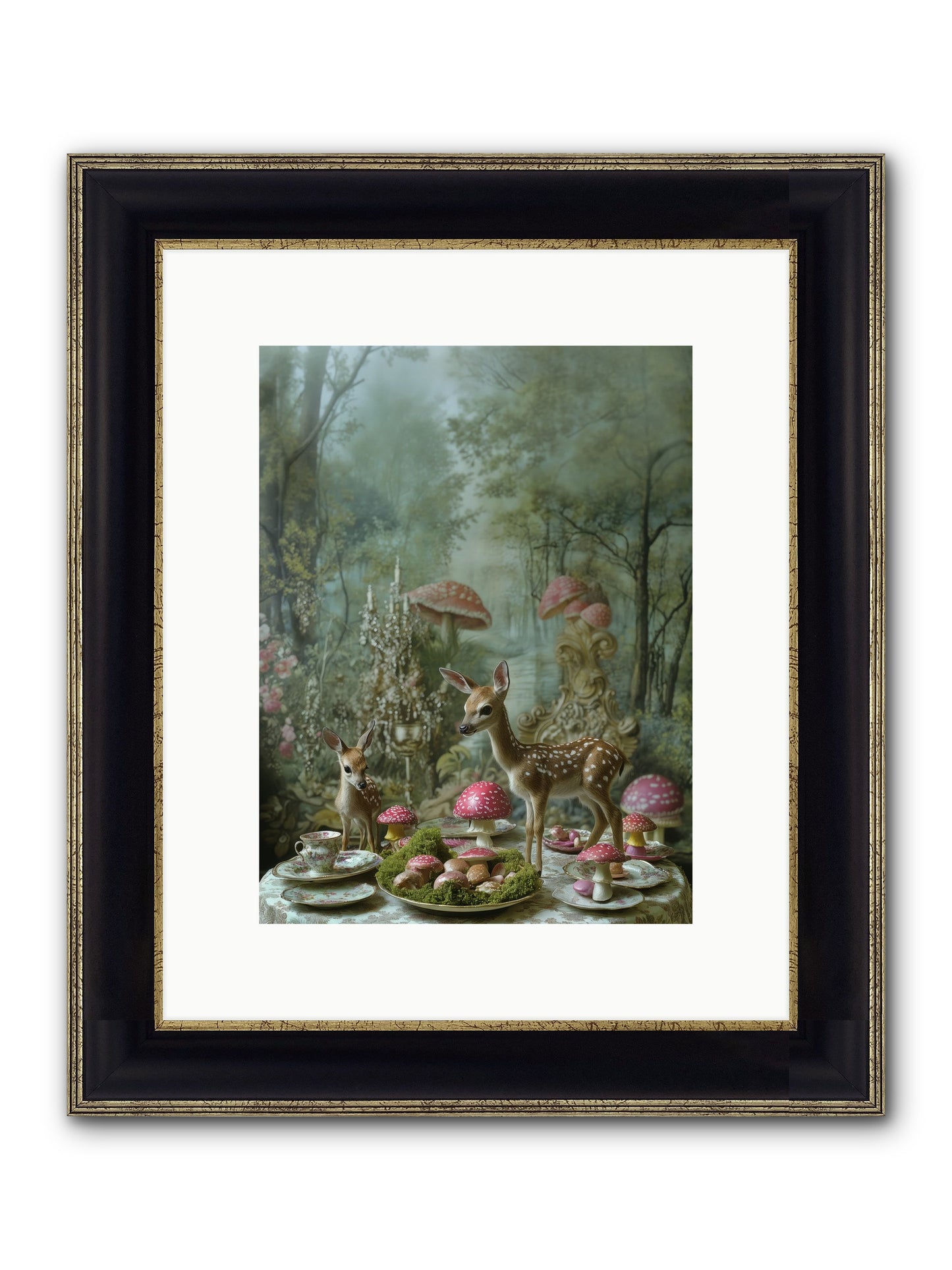 The Fairy Court Framed Print - Black & Gold 9x12