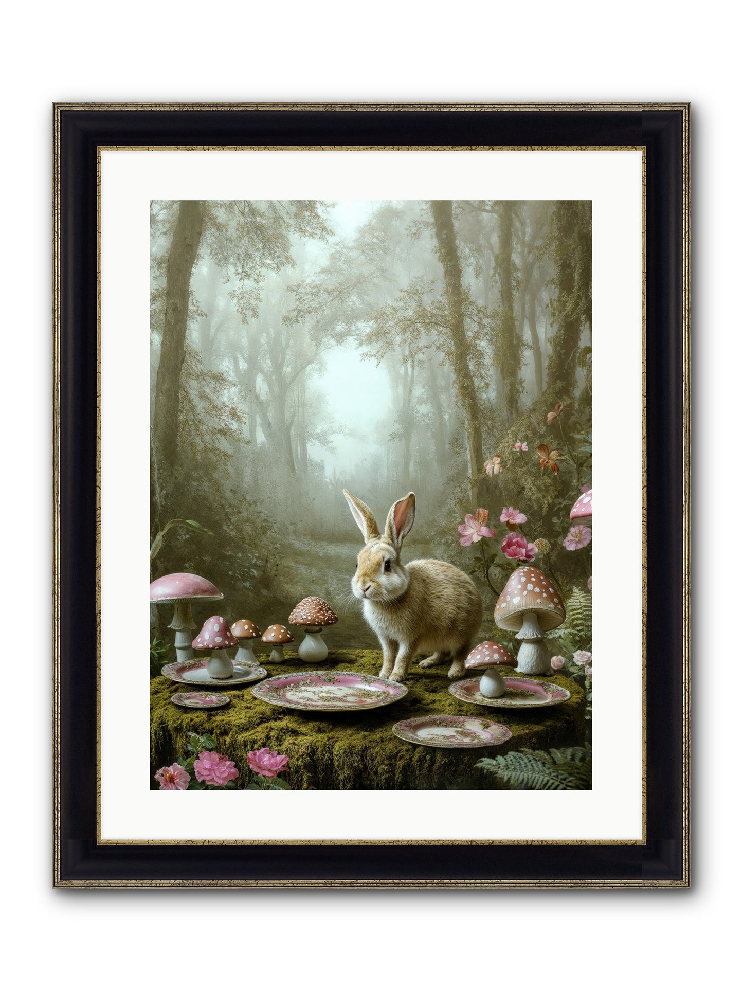 The Fairy Court Lapin Framed Print - Black & Gold 18x24