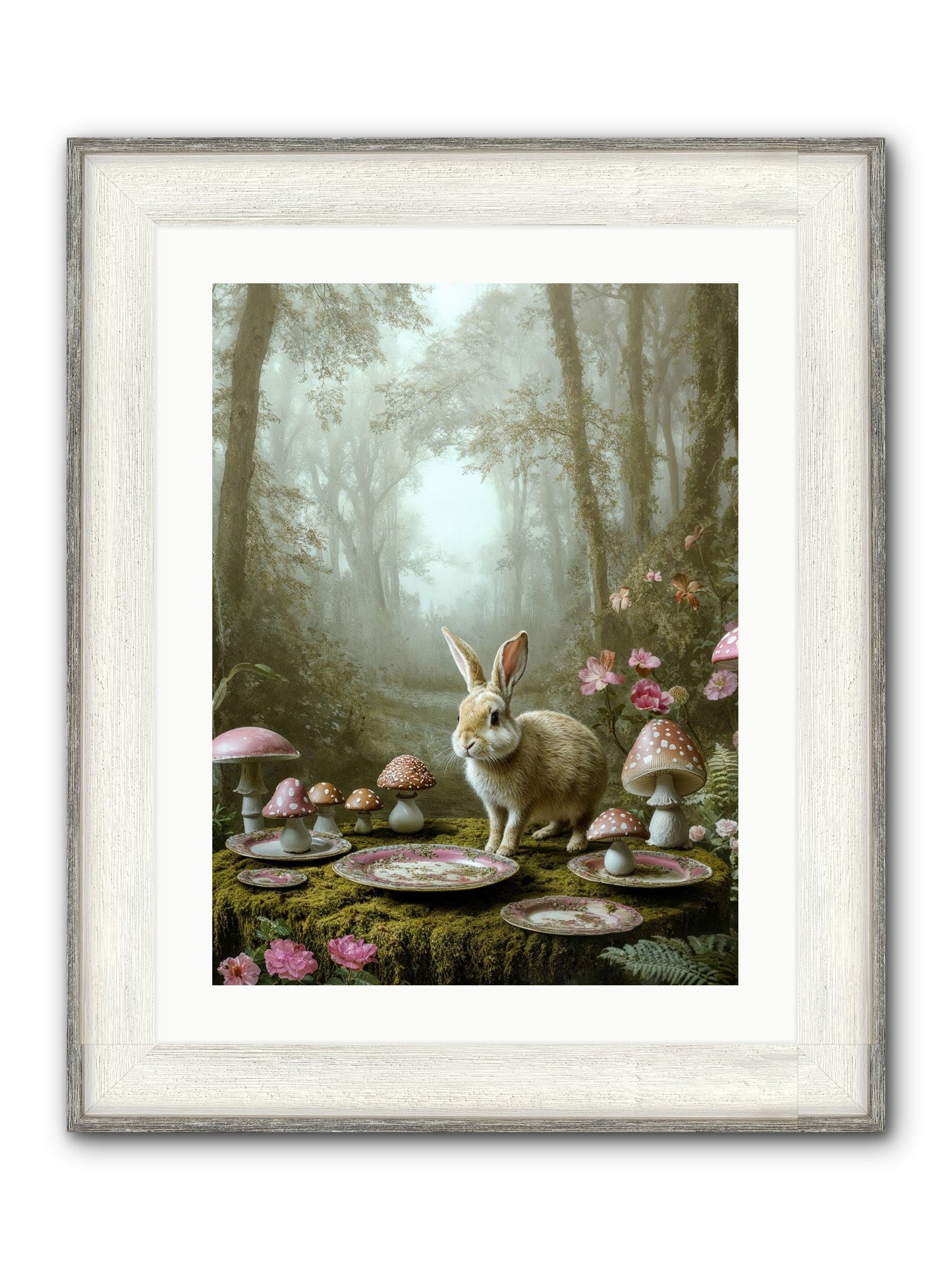 The Fairy Court Lapin Framed Print - Driftwood White 18x24