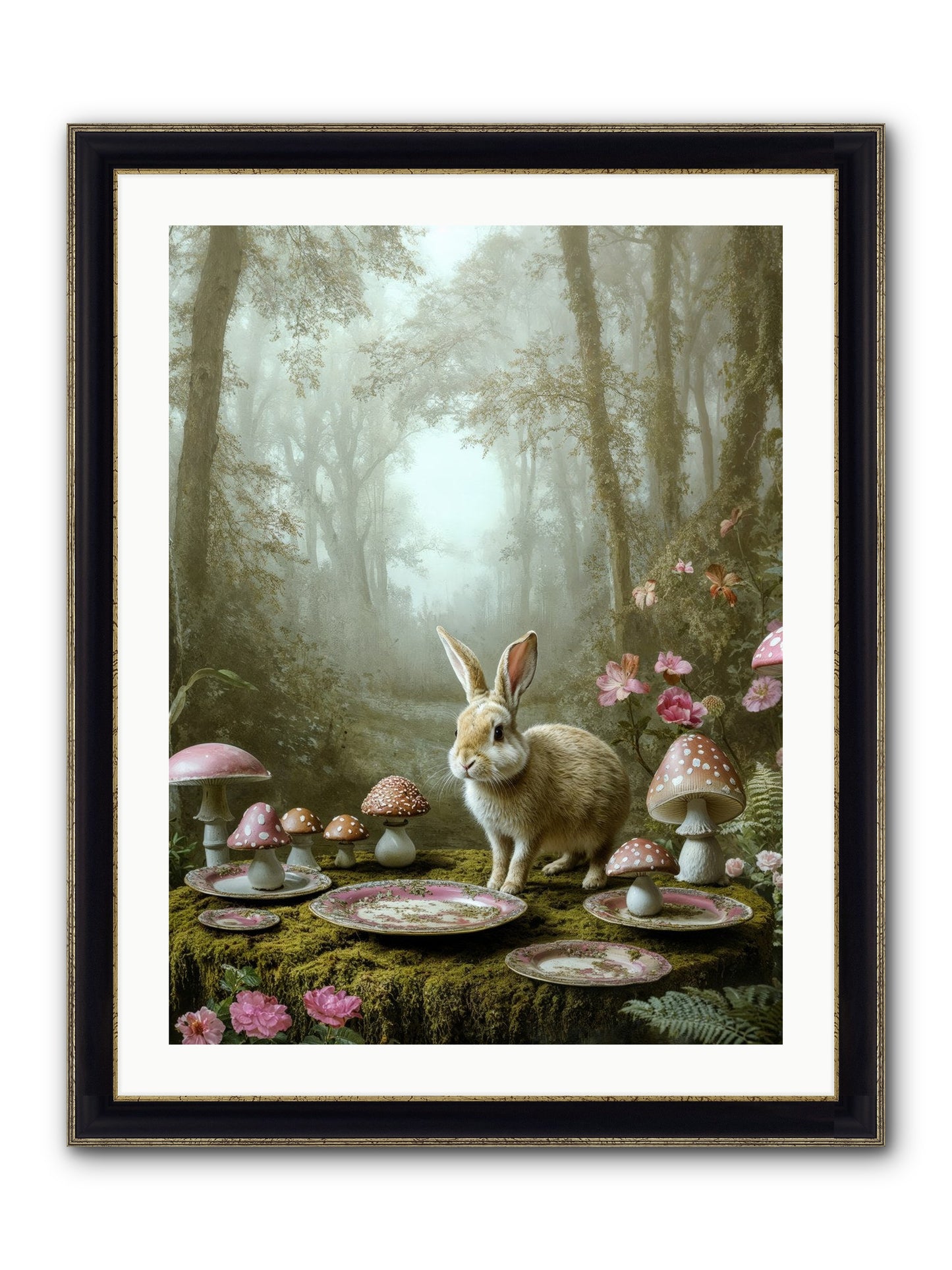 The Fairy Court Lapin Framed Print - Black & Gold 24x32
