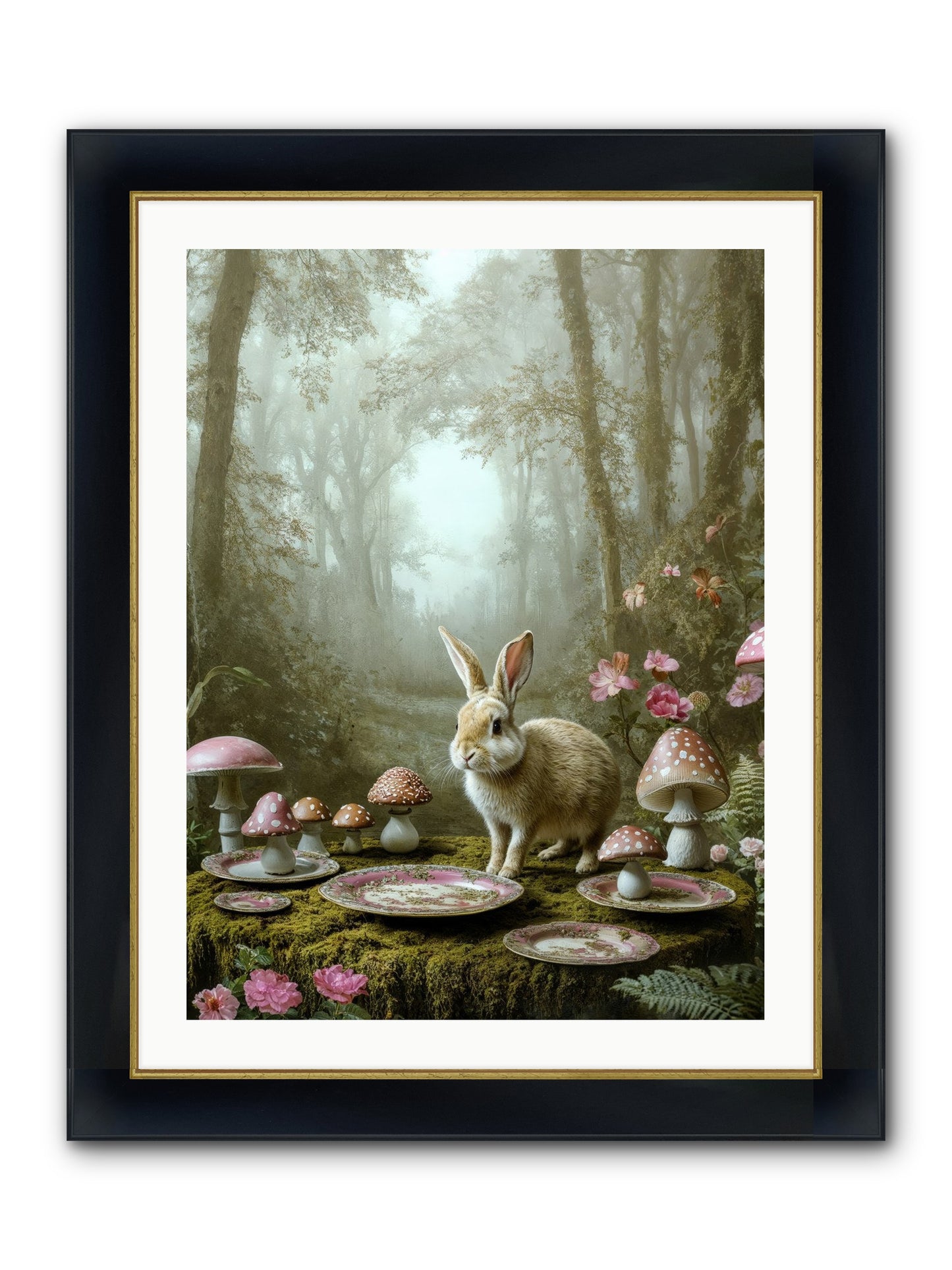 The Fairy Court Lapin Framed Print - Wide Black w/Gold 24x32