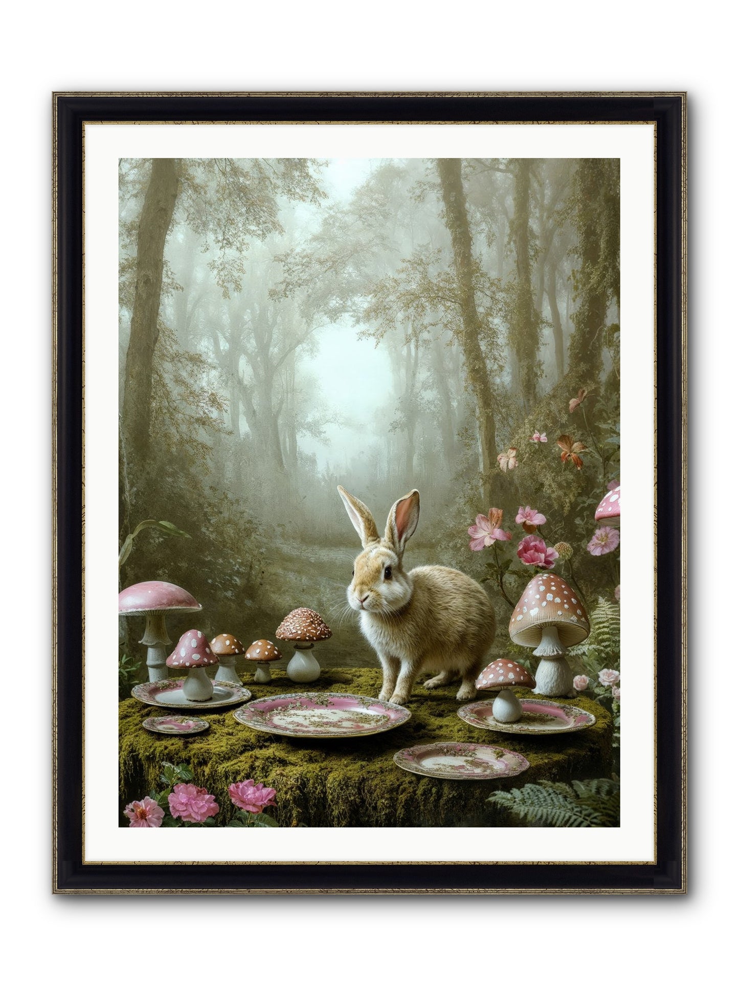 The Fairy Court Lapin Framed Print - Black & Gold 30x40