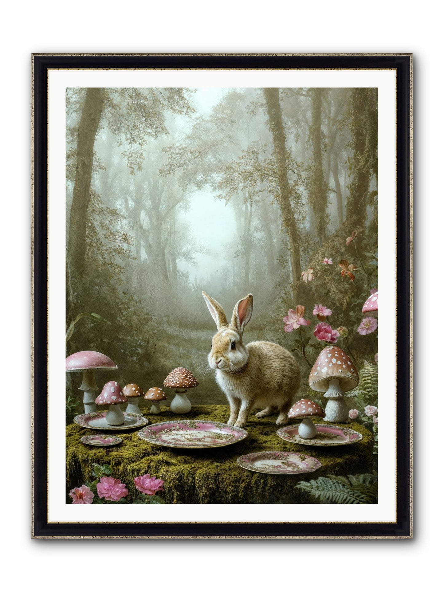 The Fairy Court Lapin Framed Print - Black & Gold 36x48